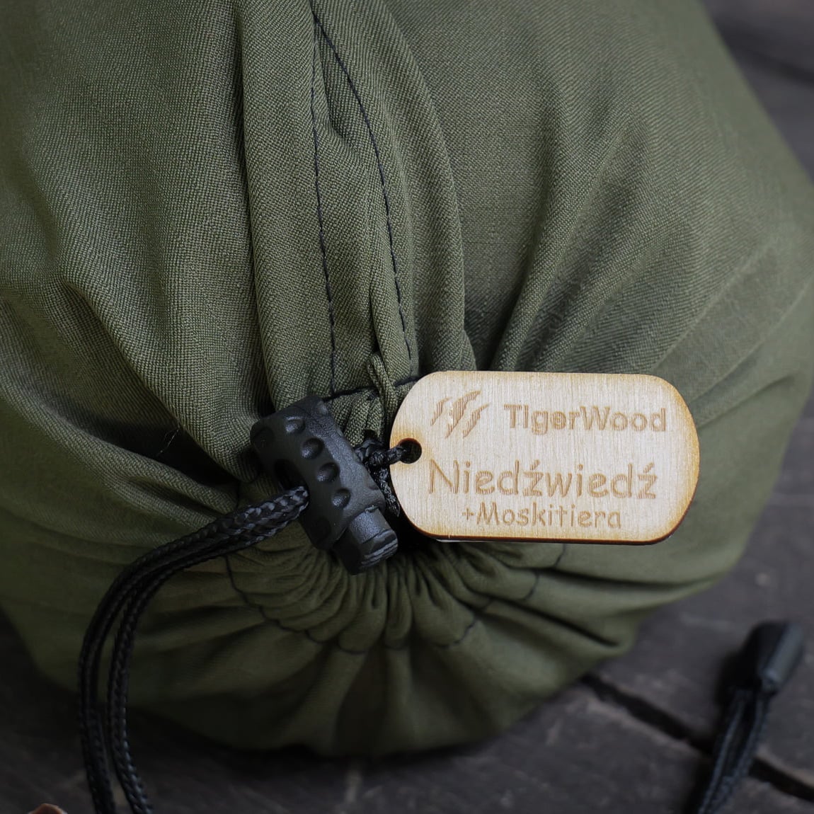 TigerWood - Camp Hängematte Bär Olive - mit Moskitonetz