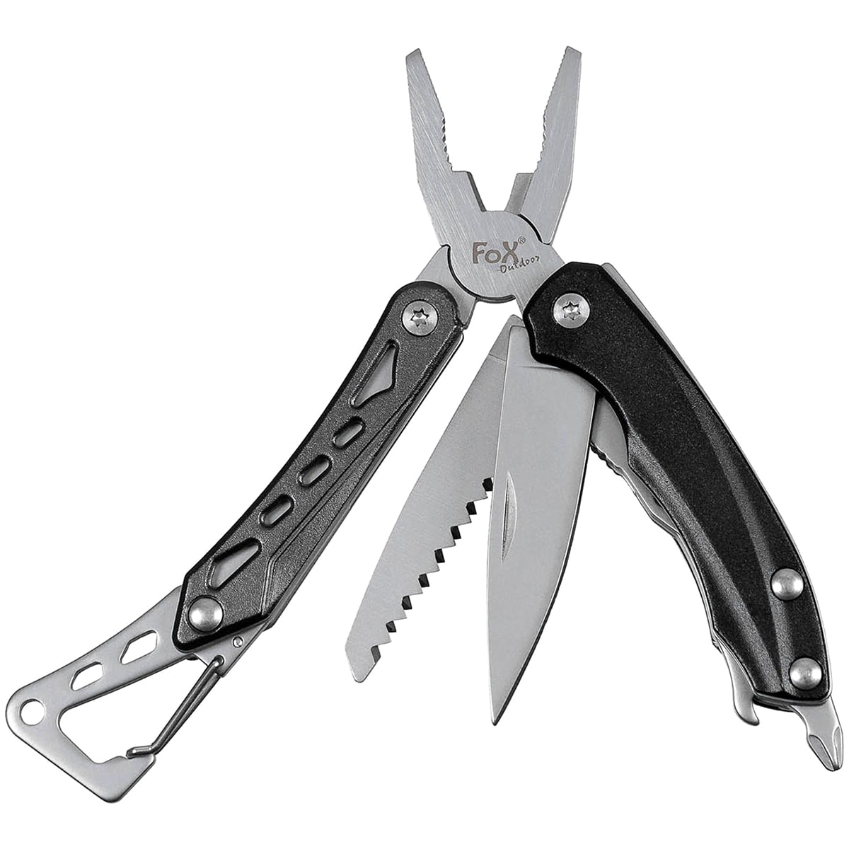 MFH - MFH Fox Outdoor Mini Multitool mit Karabiner - Black