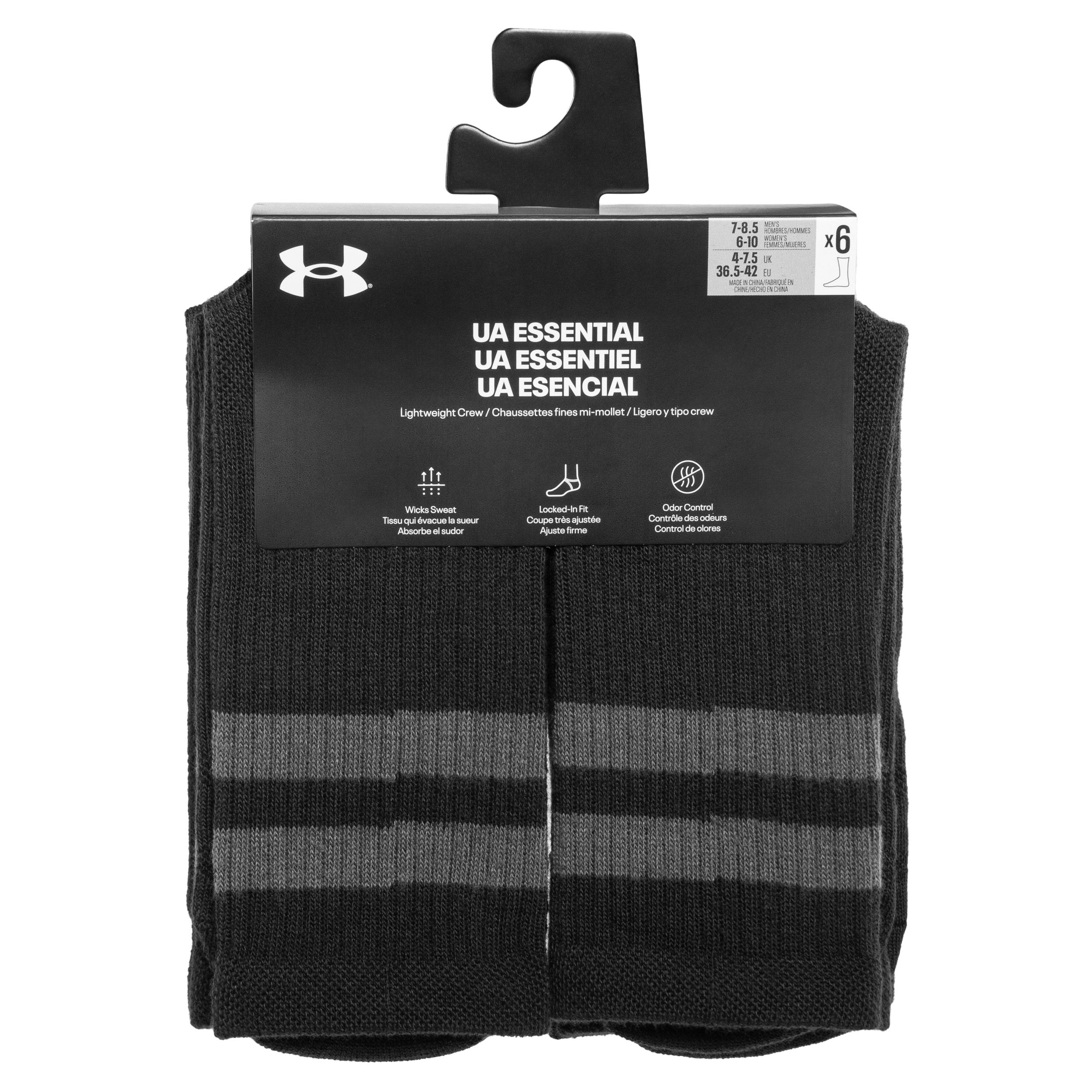 Under Armour - Essential Crew Sportsocken - 6 Paar - Black/Castlerock 