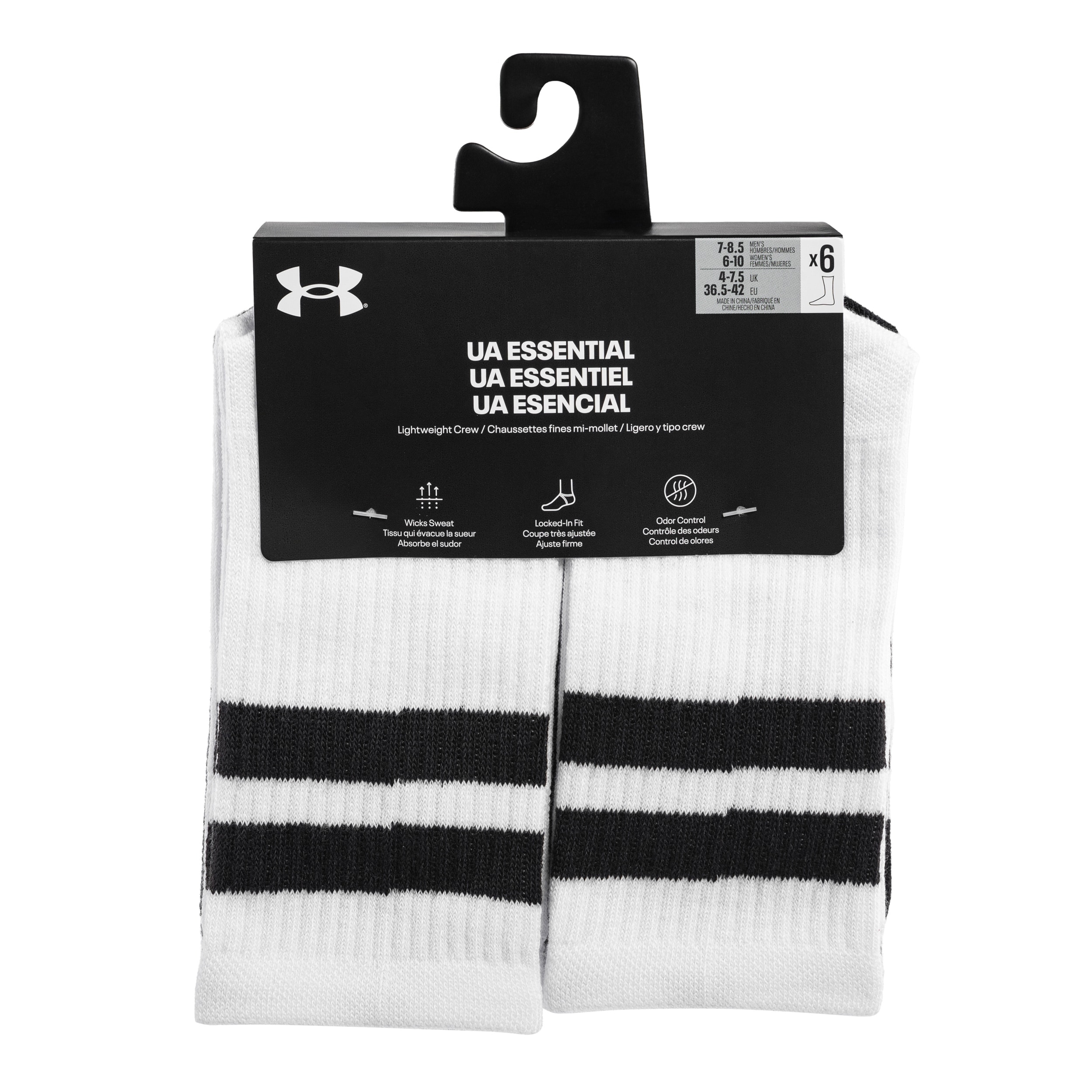 Under Armour - Essential Crew - Sportsocken 6 Paar - Black/White