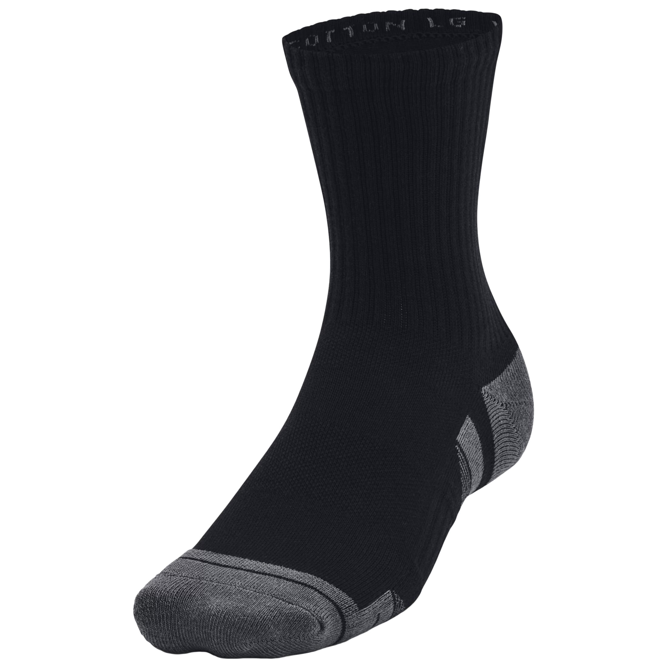 Under Armour - Performance Cotton Mid-Crew Black Socken - 3 Paare