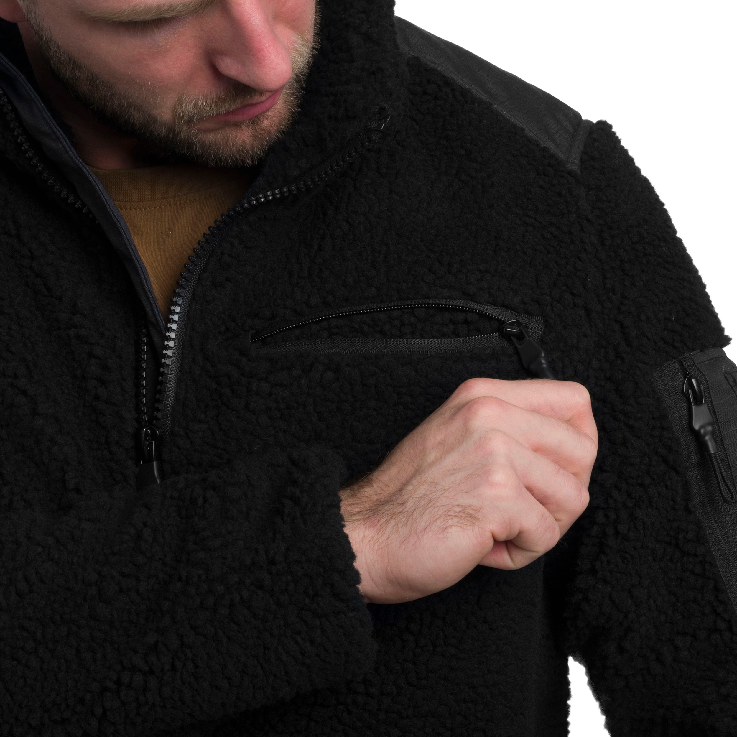 Military Wear - Tactical Teddyfleece Jacke - Black