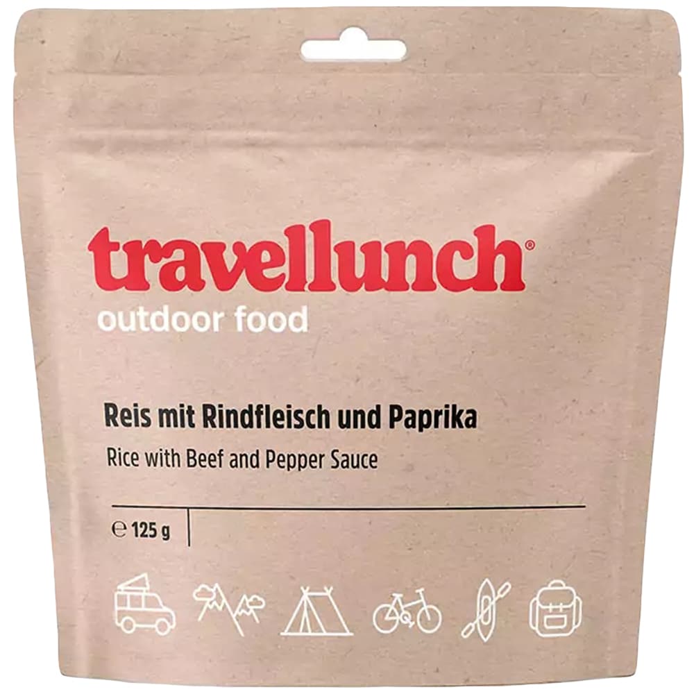 Travellunch - Gefriergetrocknetes Lebensmittel - Reis mit Rindfleisch und Paprika 125 g