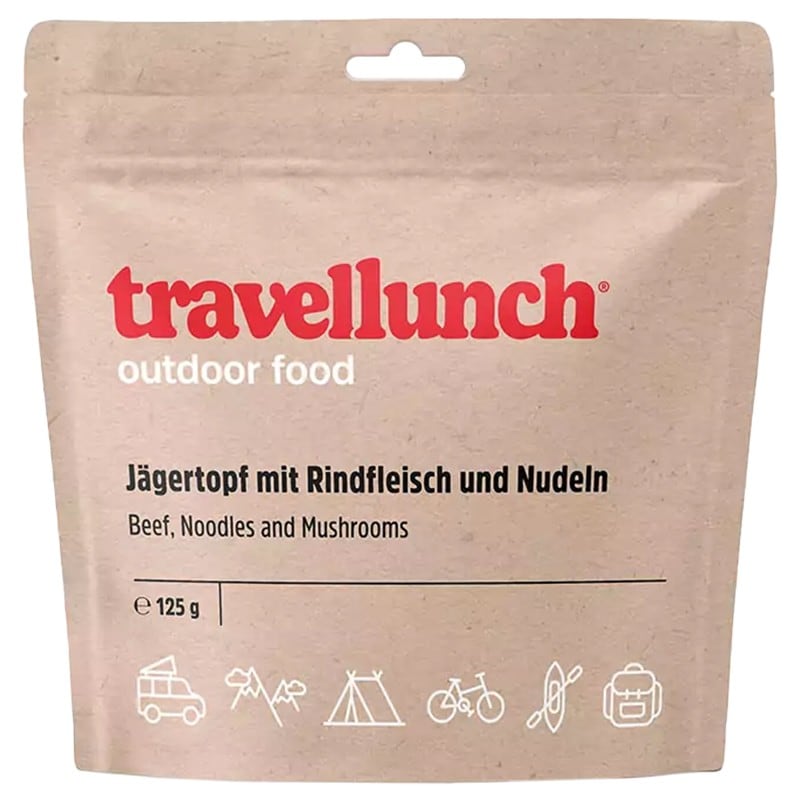 Travellunch - Gefriergetrocknetes Lebensmittel - Jägereintopf mit Rindfleisch und Nudeln 125 g