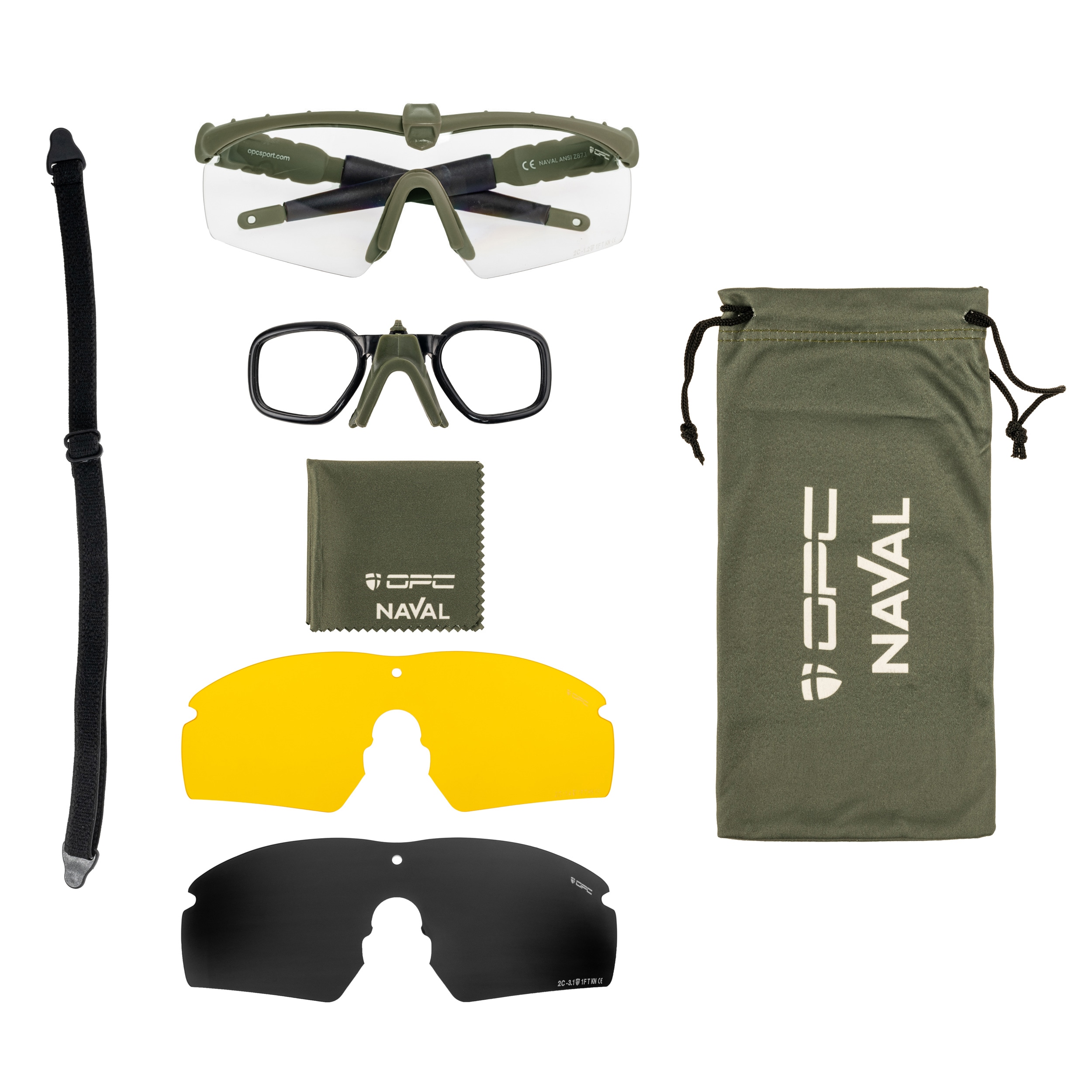 OPC Sport - Tactic Naval Set Taktische Brille - Matt Green/Smoke/Yellow