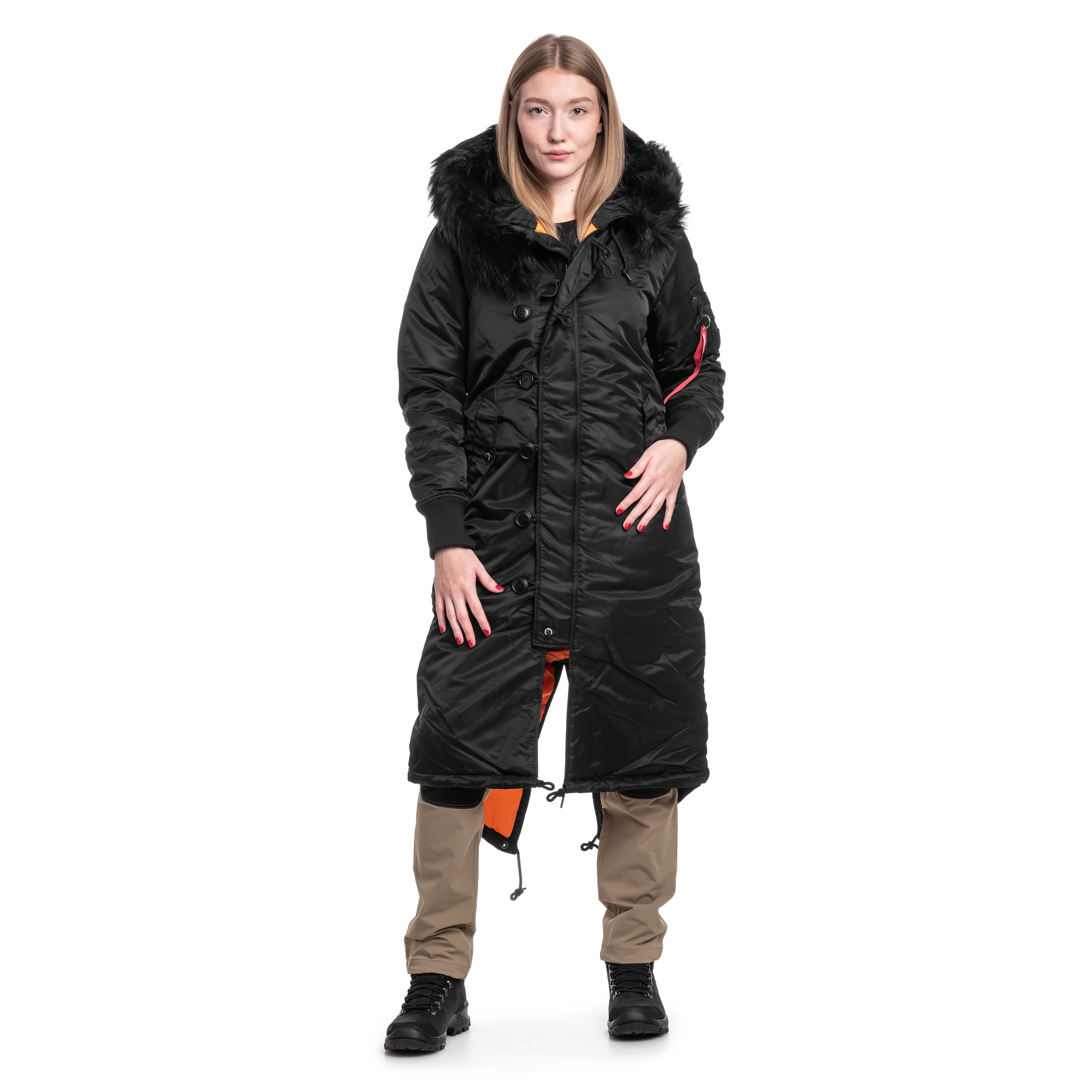 Alpha Industries - Women's Long Fishtail Jacke - Schwarz