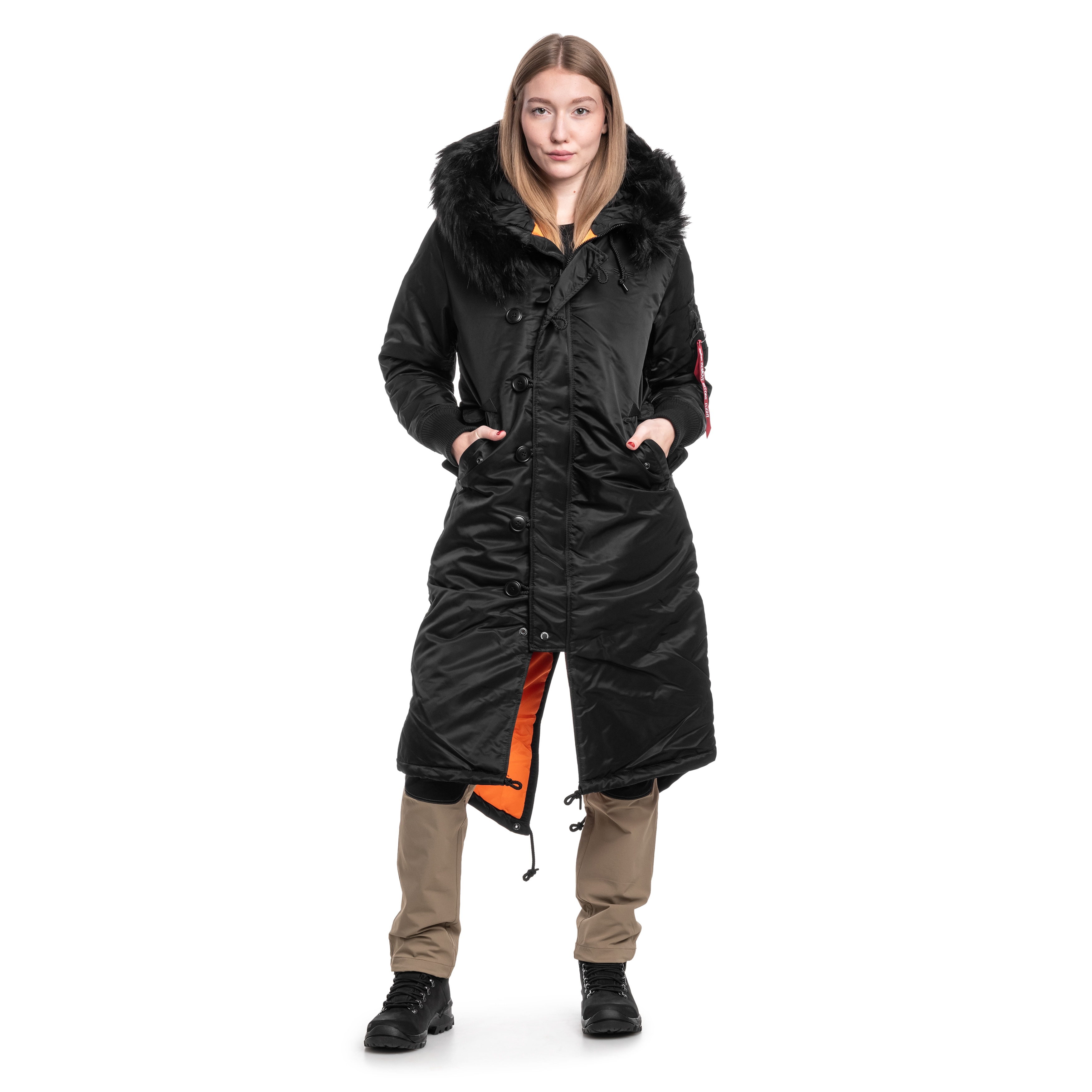 Alpha Industries - Women's Long Fishtail Jacke - Schwarz