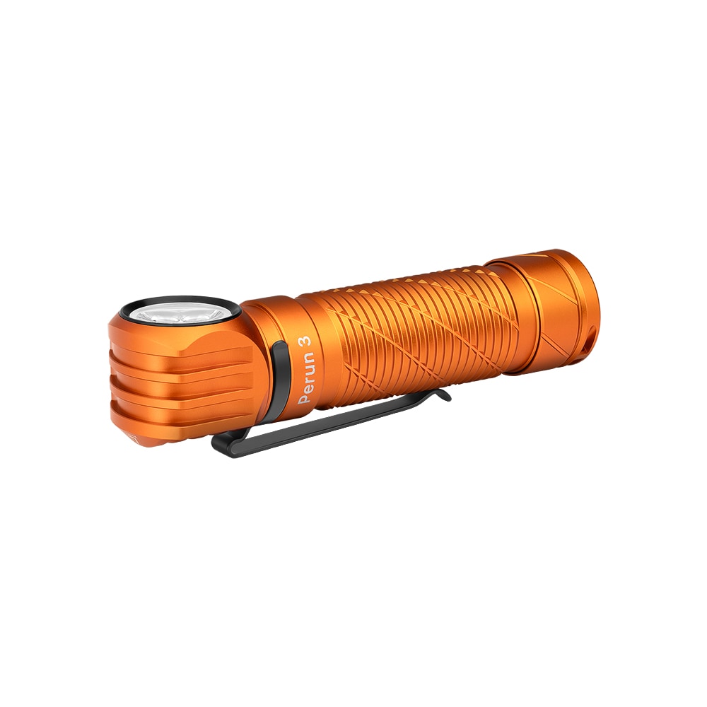 Olight - Perun 3 Orange Kopf- und Winkeltaschenlampe mit Stirnband - 3000 Lumen