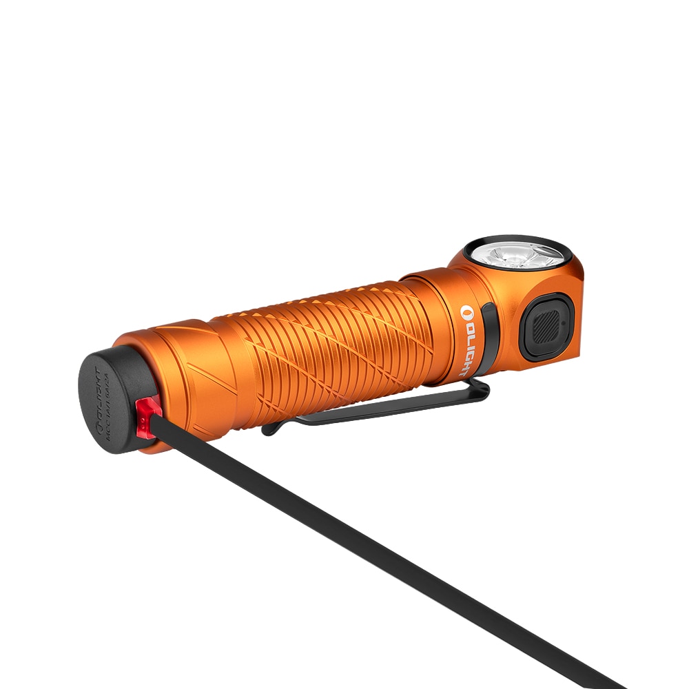 Olight - Perun 3 Orange Kopf- und Winkeltaschenlampe mit Stirnband - 3000 Lumen