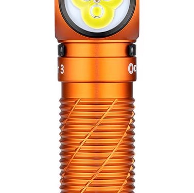 Olight - Perun 3 Orange Kopf- und Winkeltaschenlampe mit Stirnband - 3000 Lumen