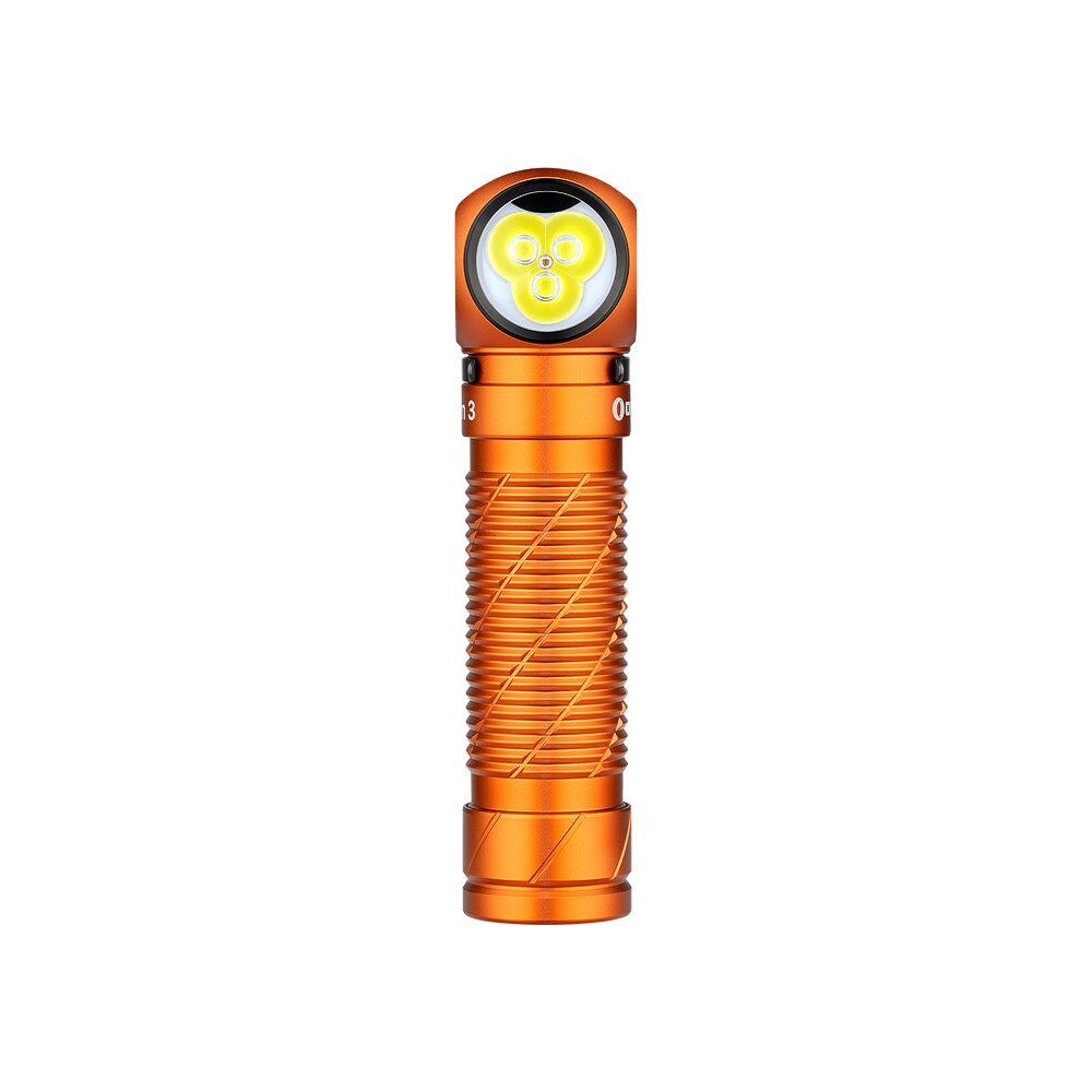 Olight - Perun 3 Orange Kopf- und Winkeltaschenlampe mit Stirnband - 3000 Lumen