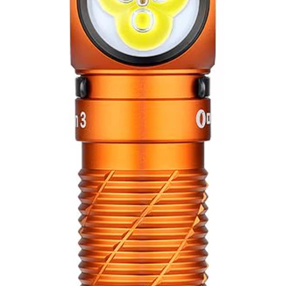 Olight - Perun 3 Orange Kopf- und Winkeltaschenlampe mit Stirnband - 3000 Lumen