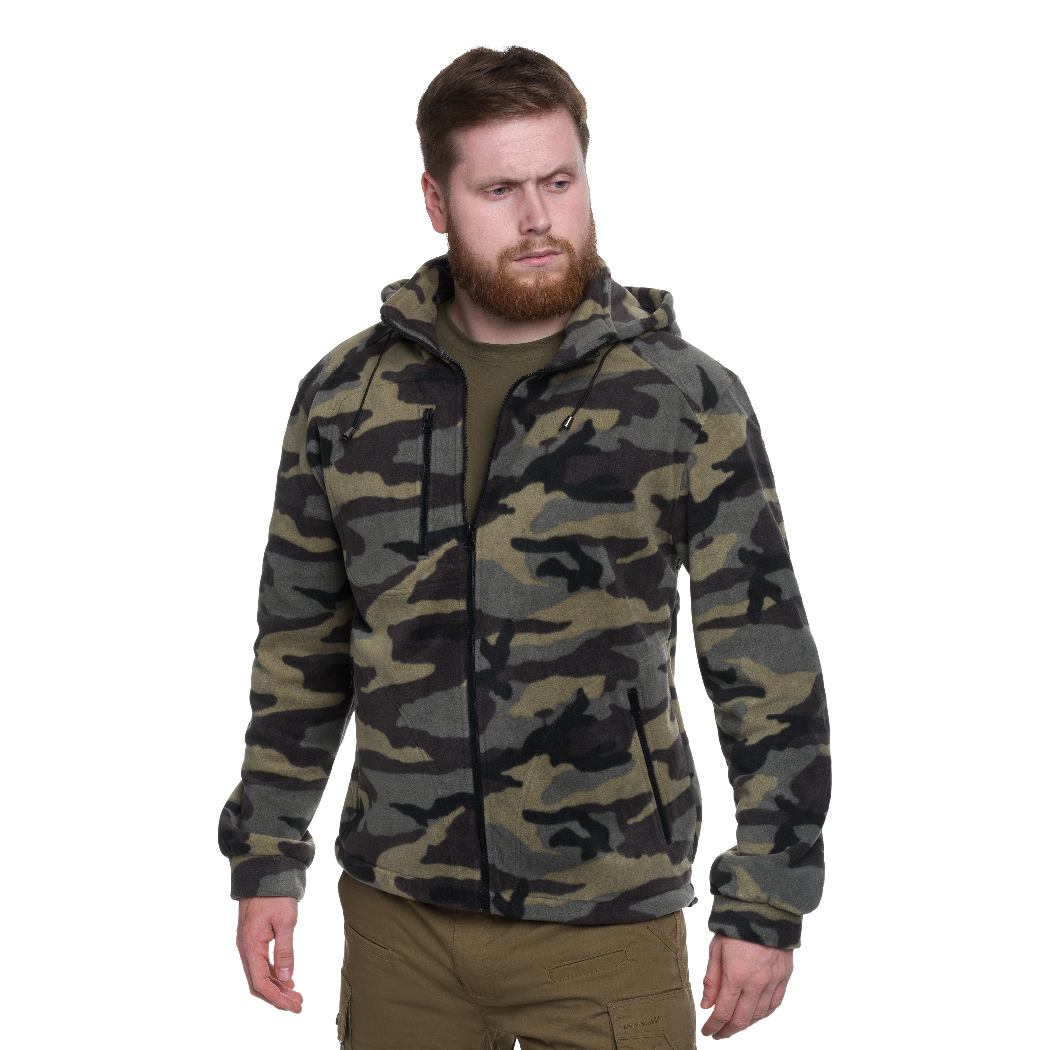 TM - Militärischer Fleecejacke mit Kapuze - Camouflage