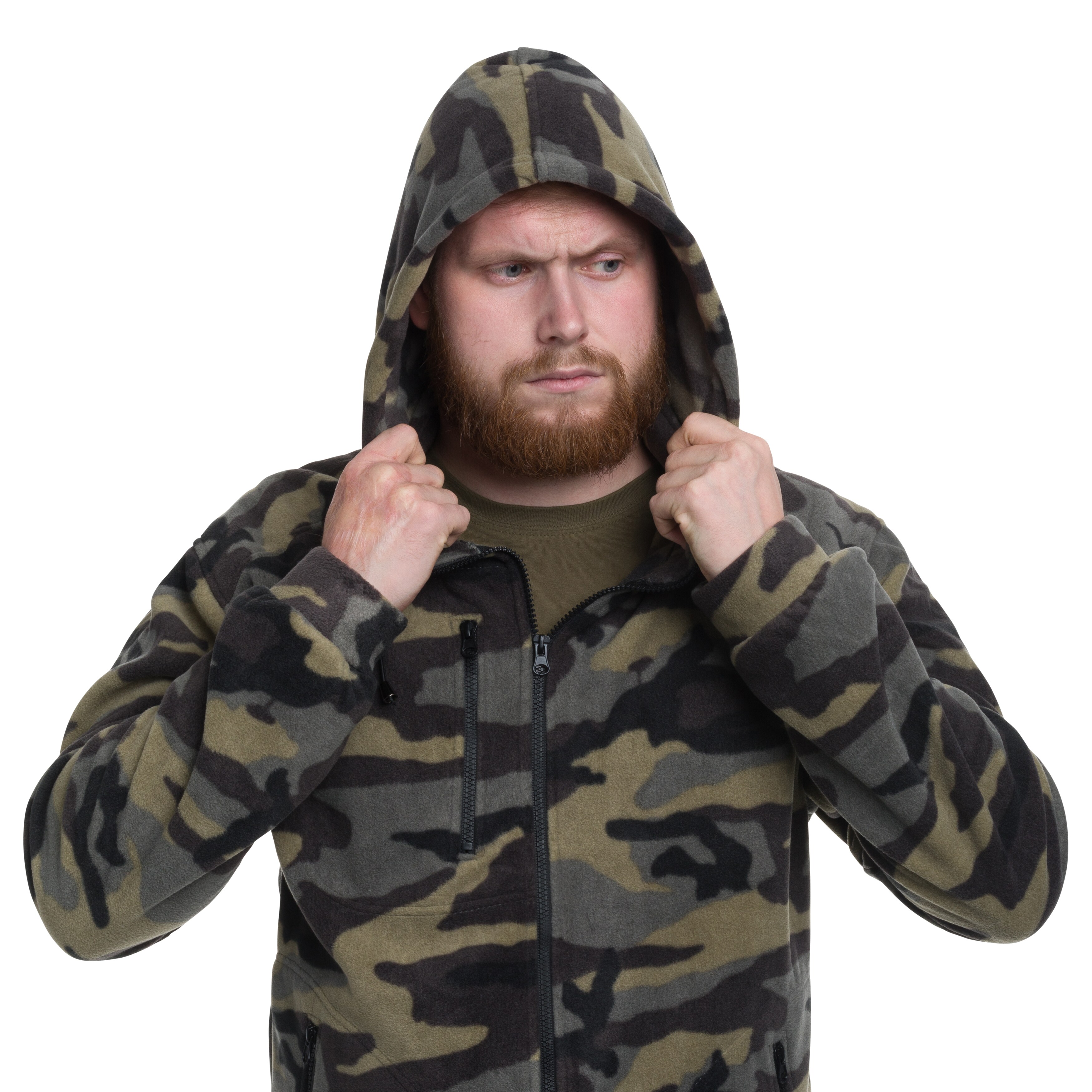 TM - Militärischer Fleecejacke mit Kapuze - Camouflage