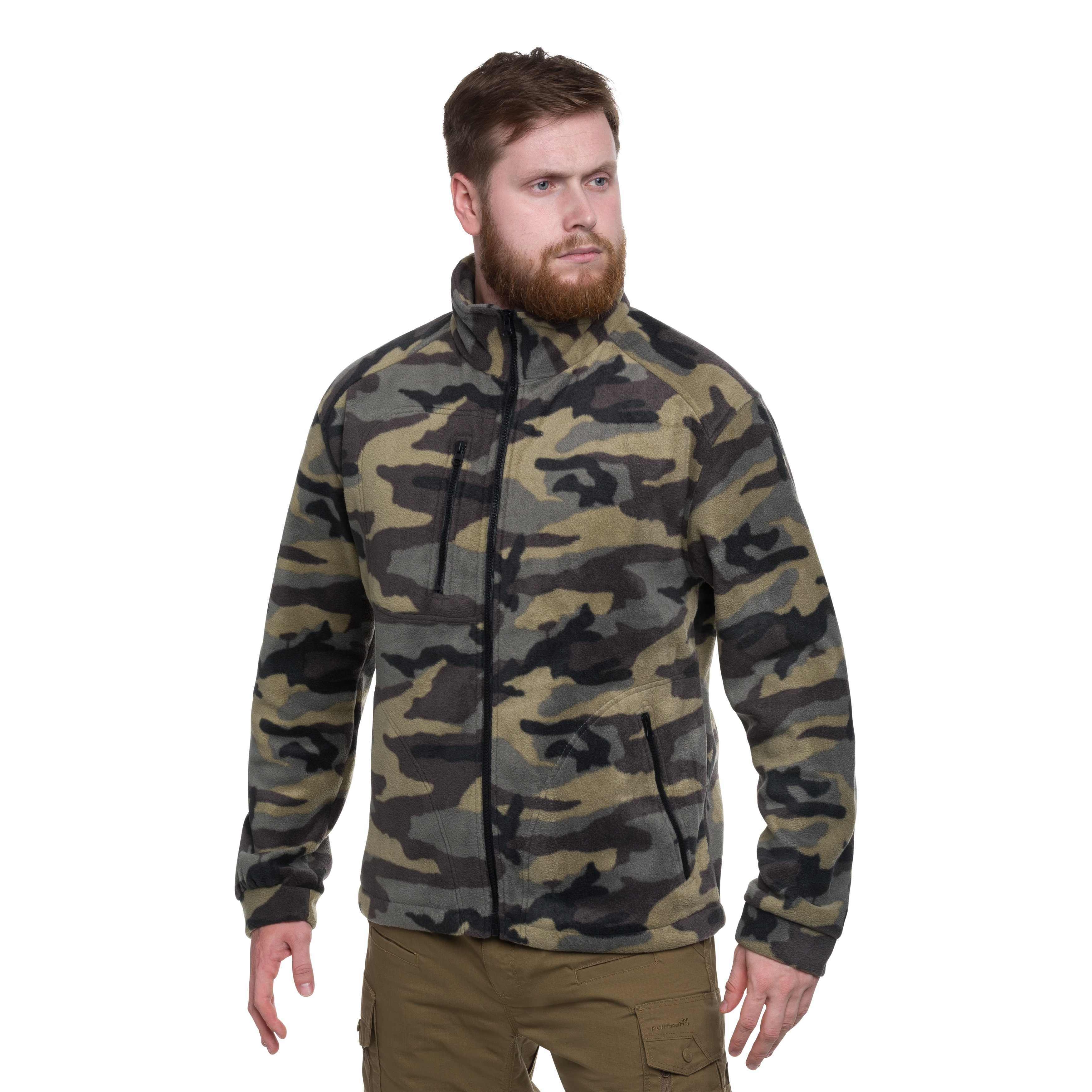 Militär Fleecejacke mit Klettverschluss - Camouflage