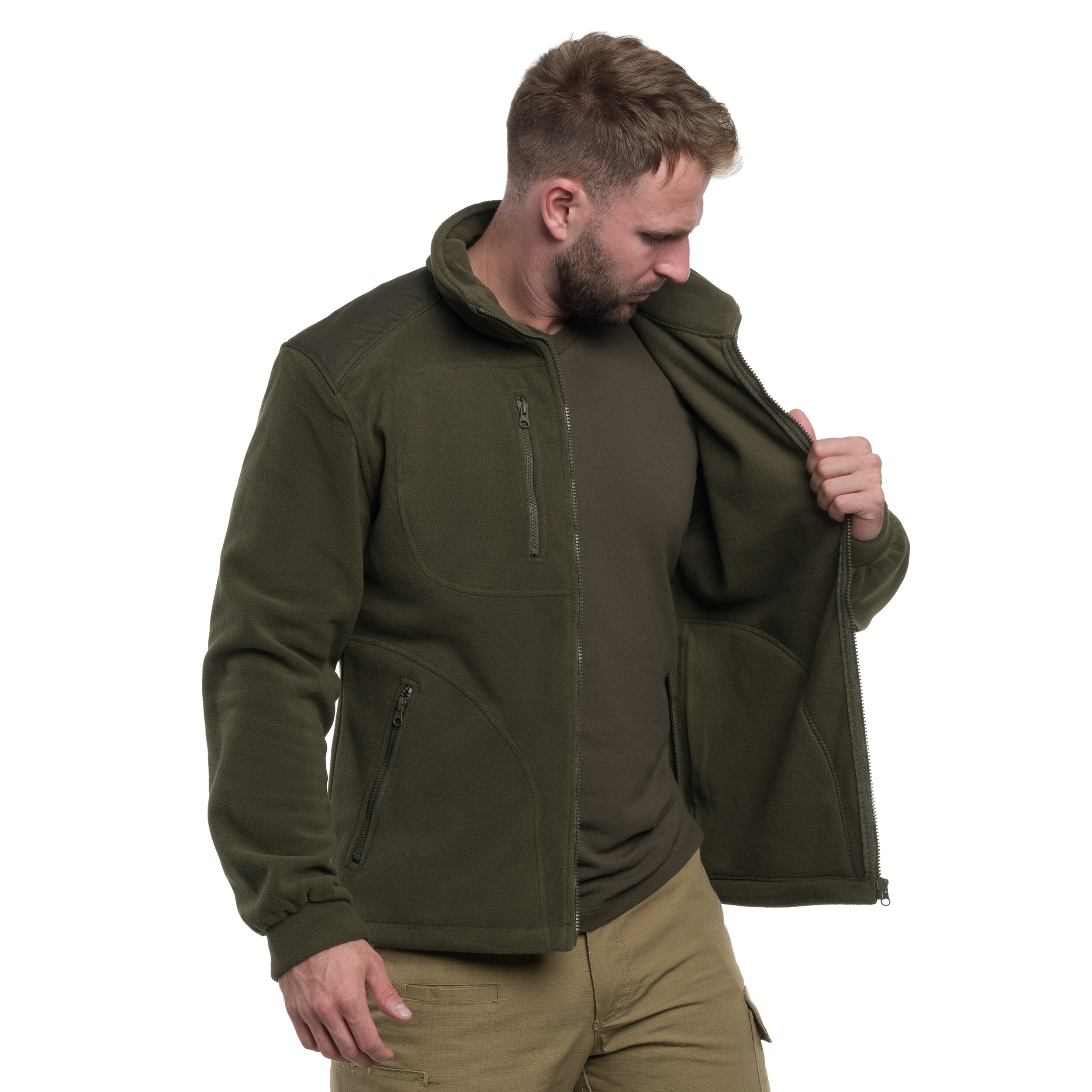 Militär Fleecejacke - Khaki