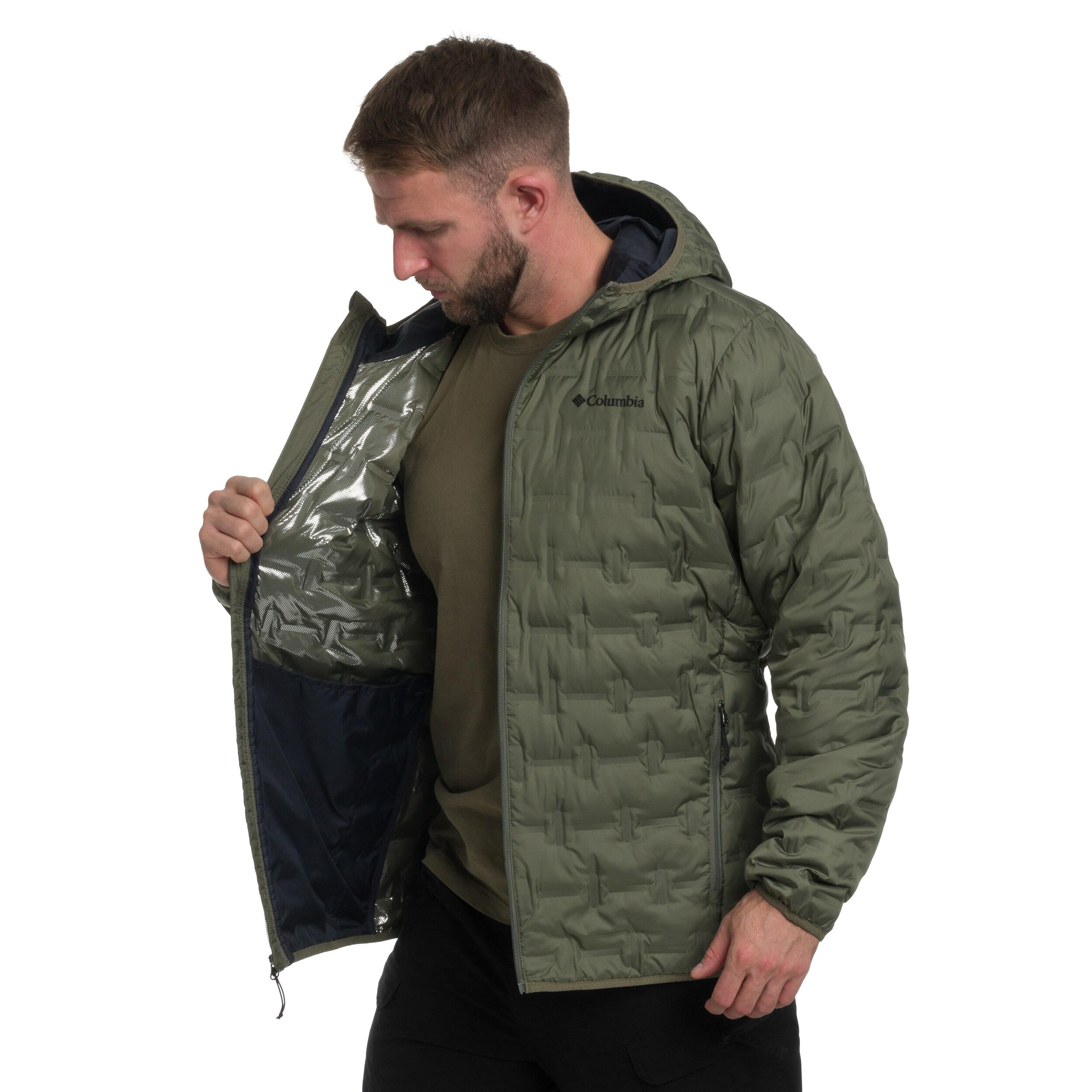 Columbia - Delta Ridge II Down Hooded Jacke - Stone Green