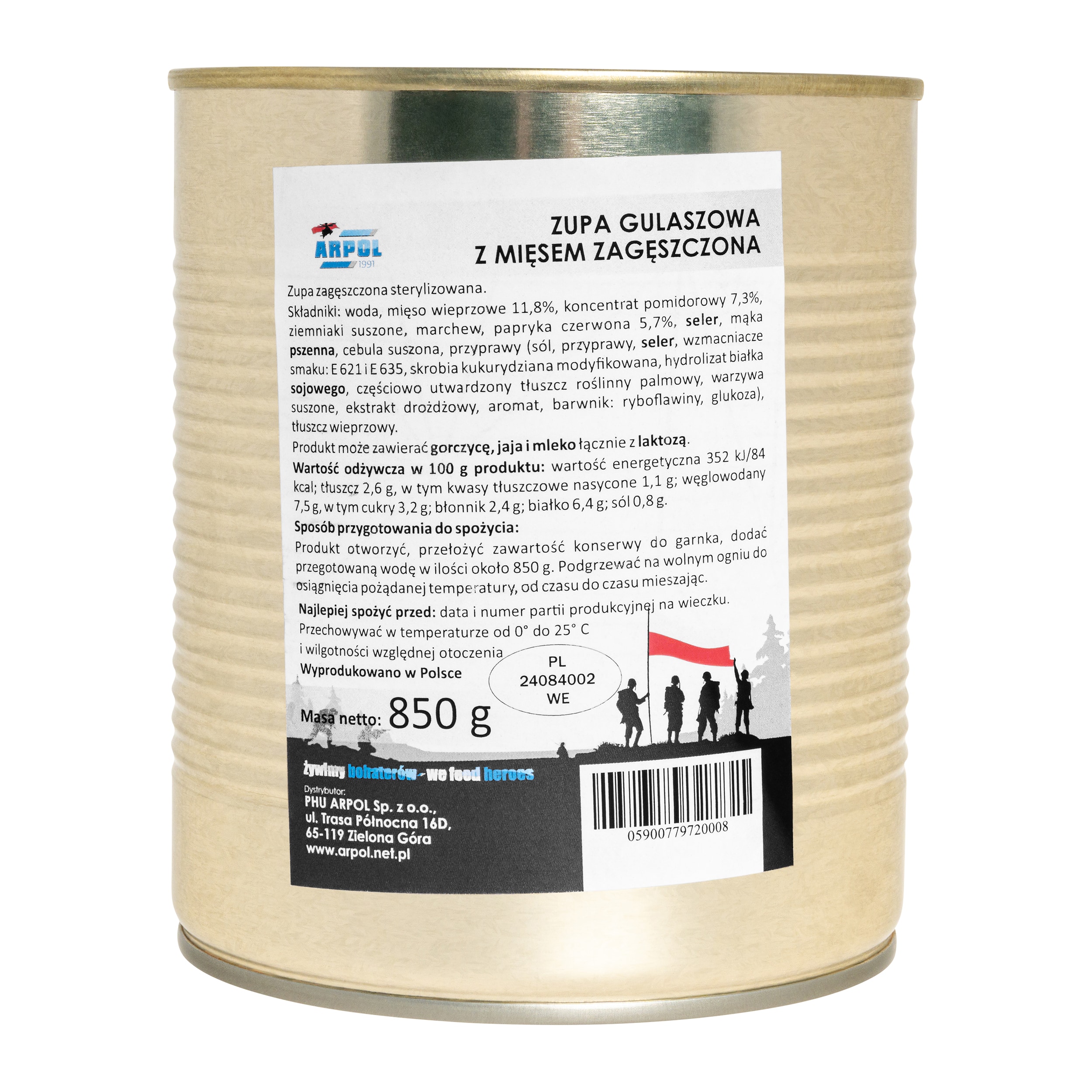 Arpol - Konservierte Lebensmittel Gulaschsuppe mit eingedicktem Fleisch 850 g