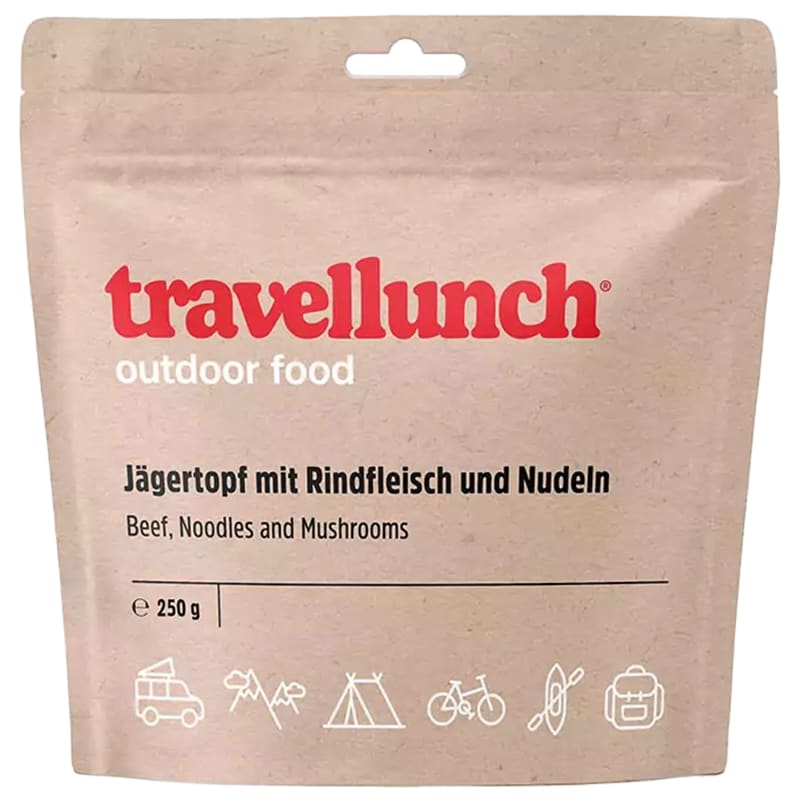 Travellunch - Gefriergetrocknetes Lebensmittel - Jägereintopf mit Rindfleisch und Nudeln - 250 g