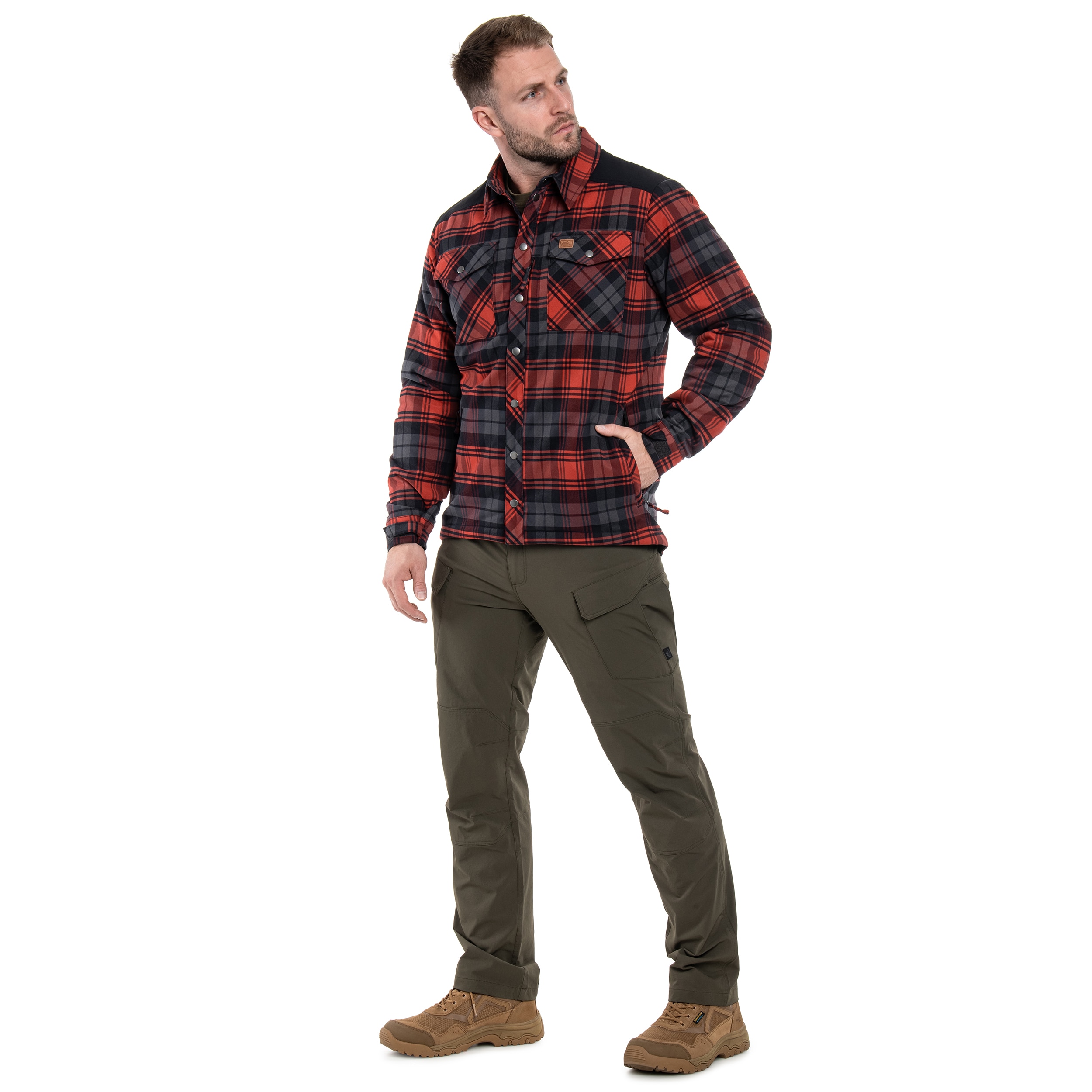 Helikon-Tex - Winter Warden Long Sleeve Hemd - Slate Crimson Plaid