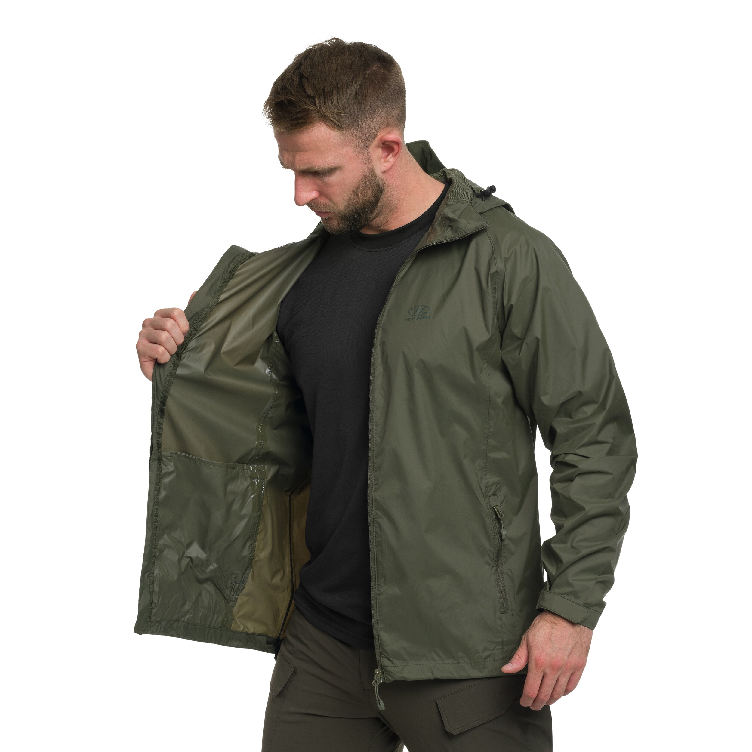 Highlander Outdoor - Stow & Go Pack Away Jacke - Olive Green