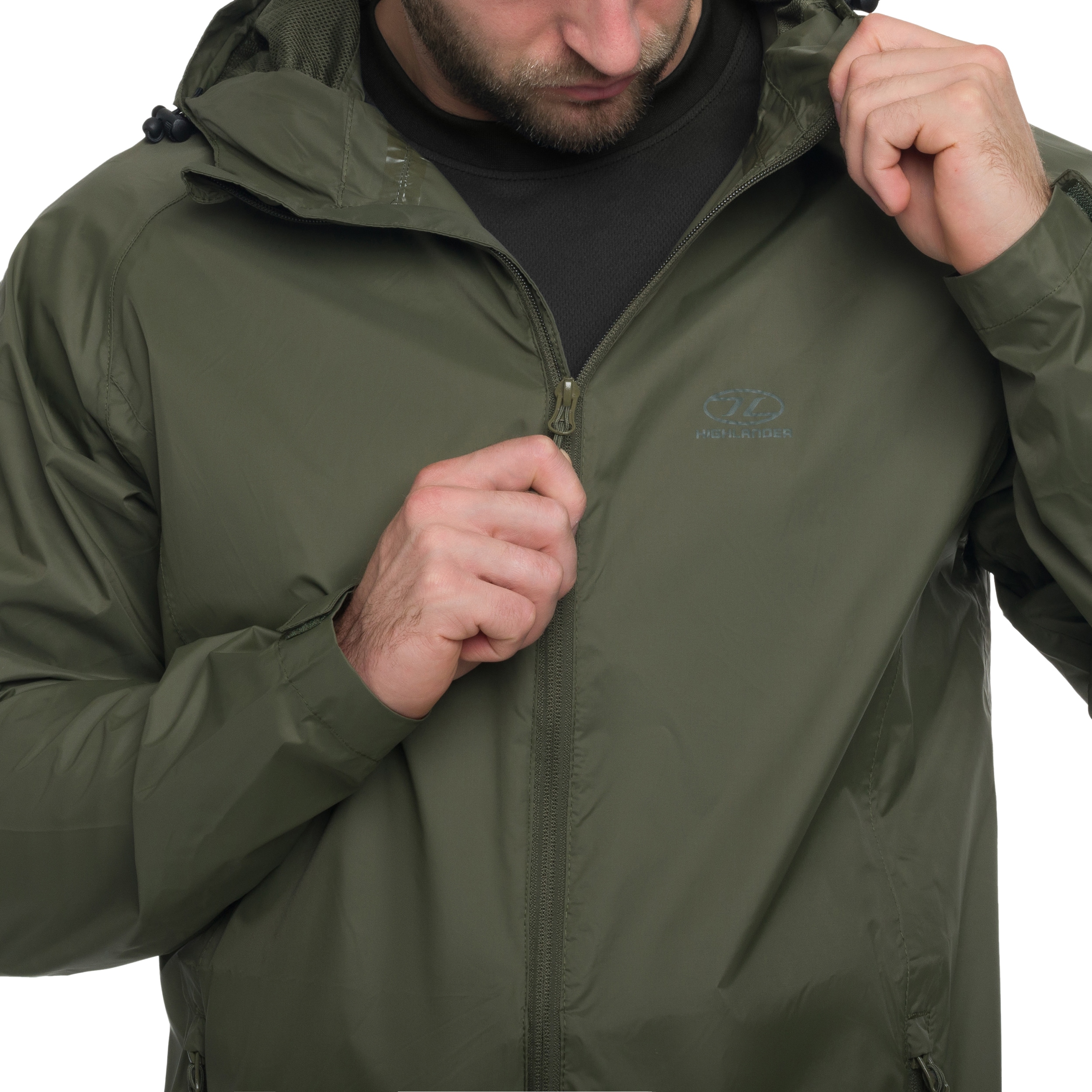 Highlander Outdoor - Stow & Go Pack Away Jacke - Olive Green