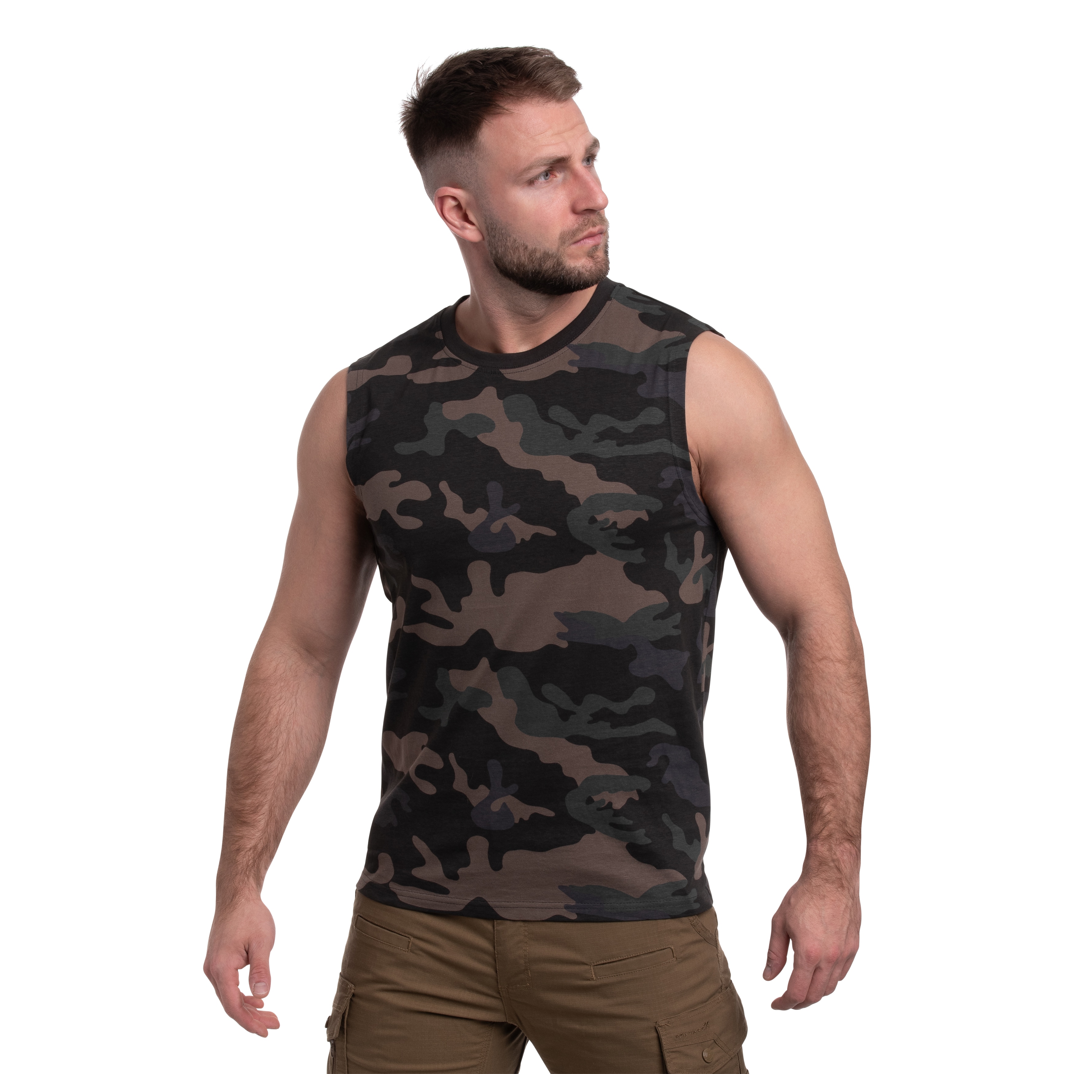 Brandit - Sleeveless Tank Top T-Shirt - Dark Camo