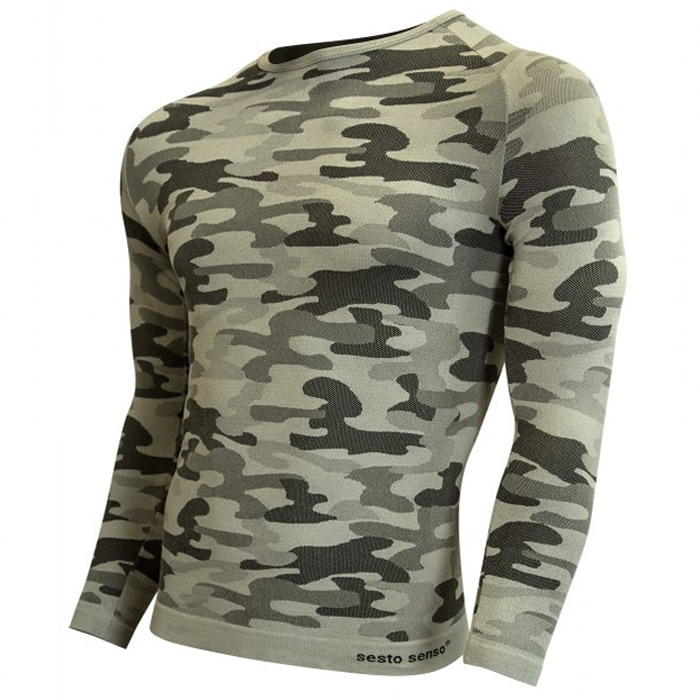 Sesto Senso - Thermo Active Langarm Thermo-T-Shirt - Sand Camo