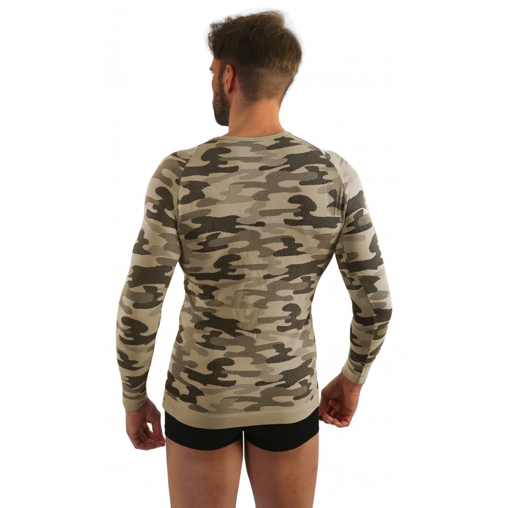 Sesto Senso - Thermo Active Langarm Thermo-T-Shirt - Sand Camo