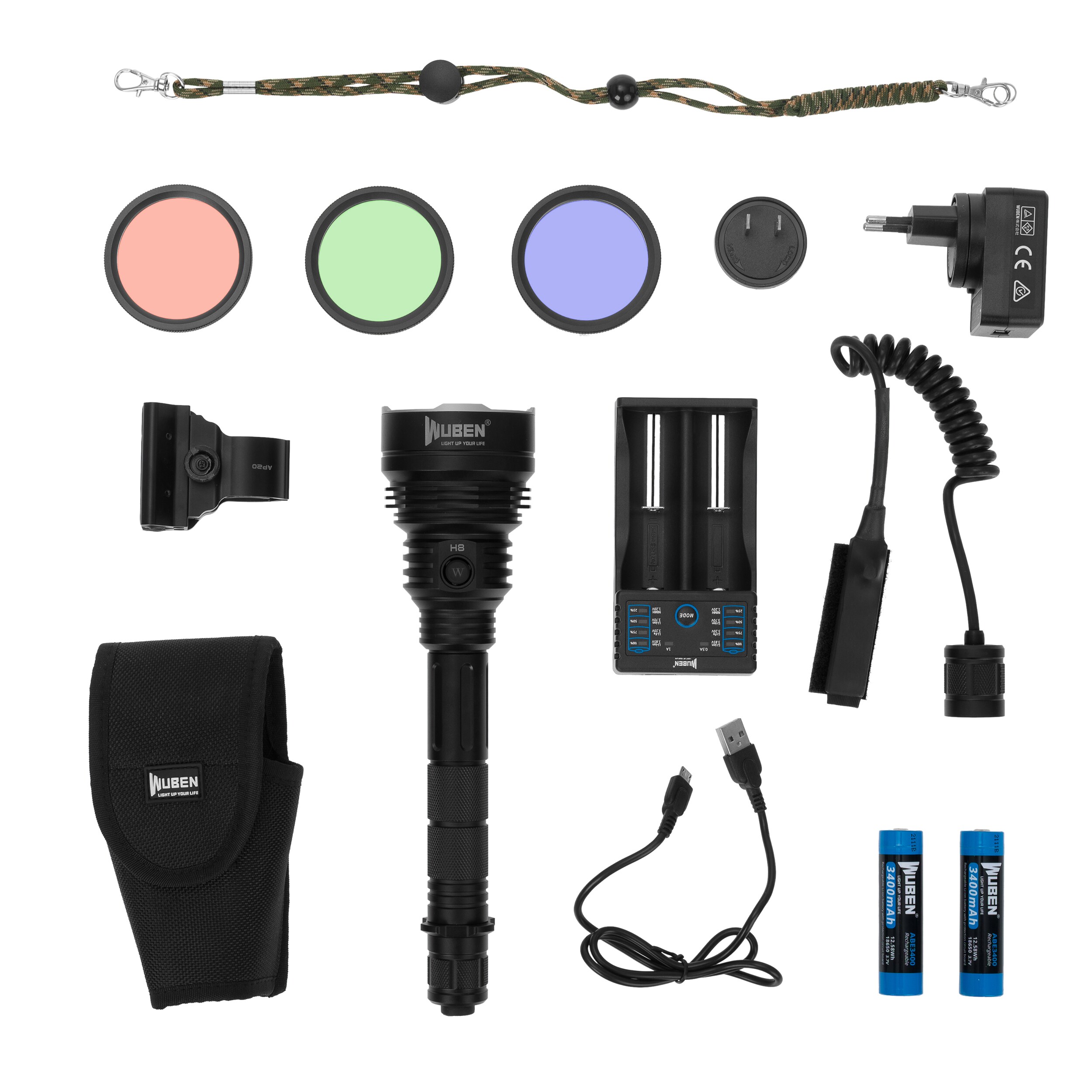 Wuben - H8 Deluxe Taktische Taschenlampe - 1800 Lumen