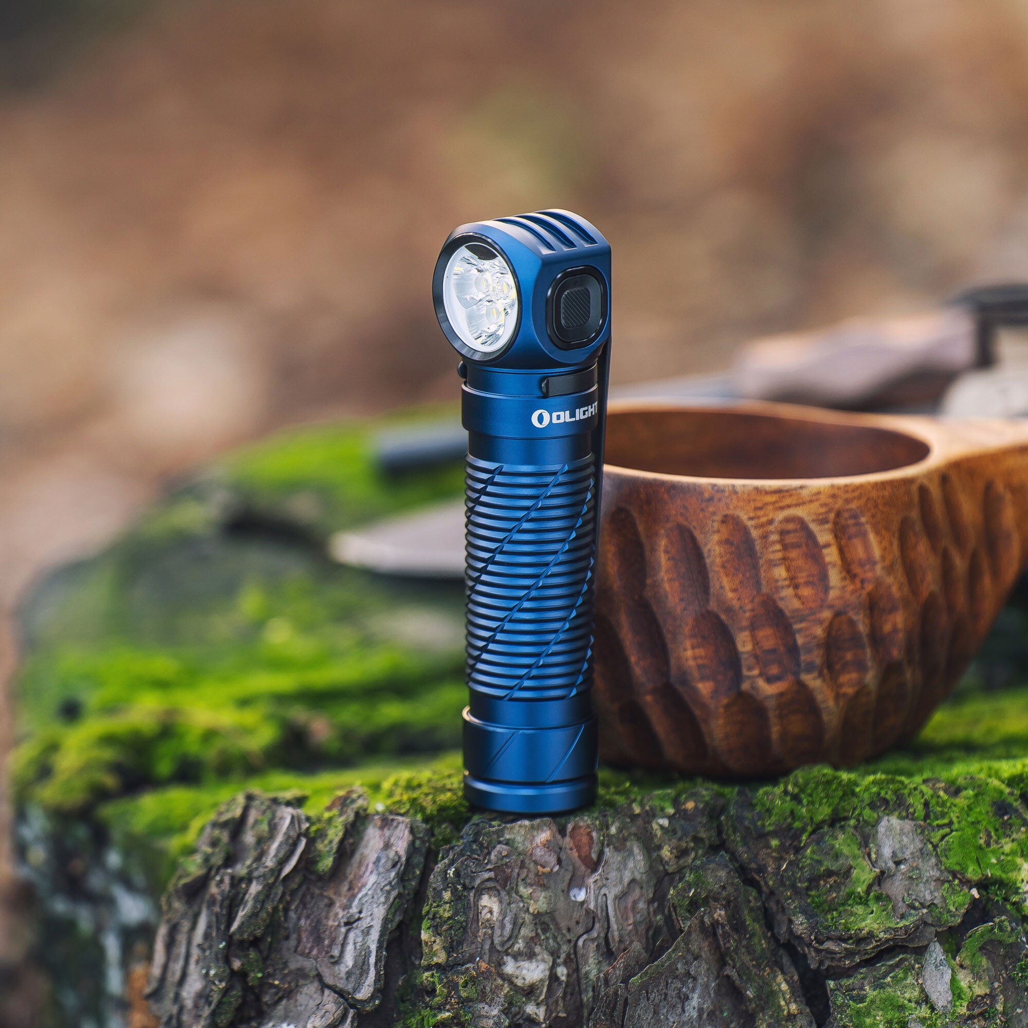 Olight - Perun 3 Midnight Blue Kopf- und Winkeltaschenlampe mit Stirnband - 3000 Lumen