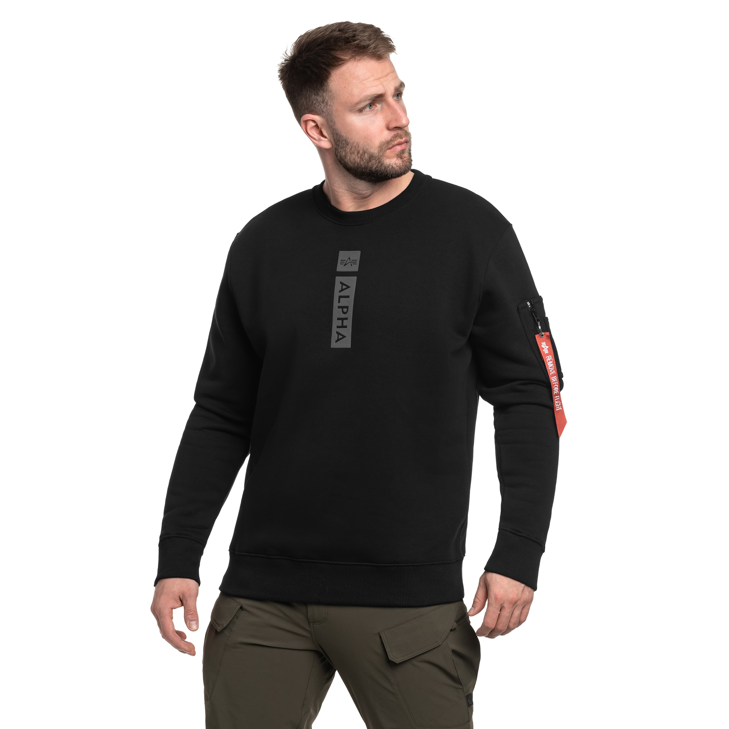 Alpha Industries - Reflective Print Sweater - Sweatshirt - Black