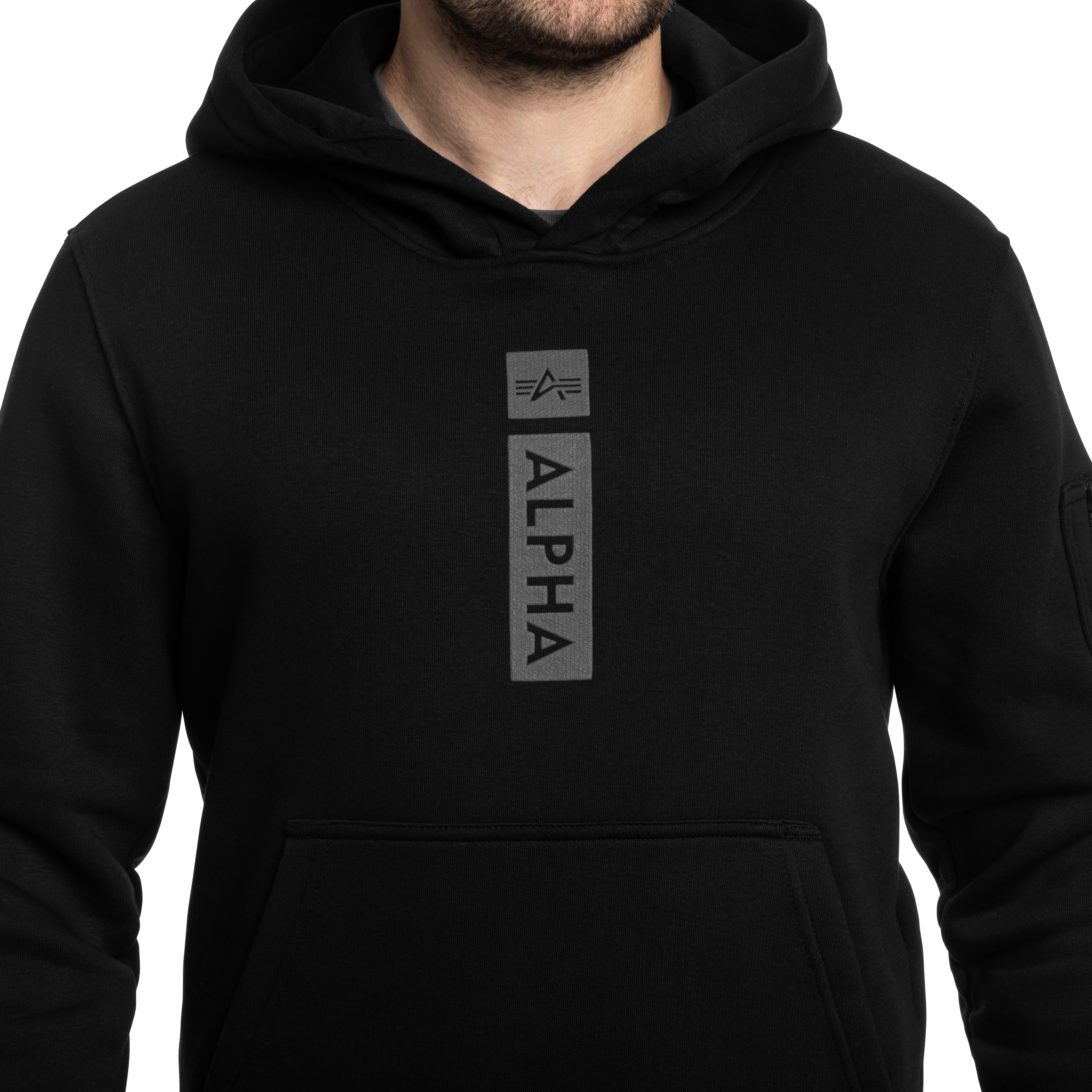 Alpha Industries - Alpha Puff Print Hoodie - Sweatshirt - Black