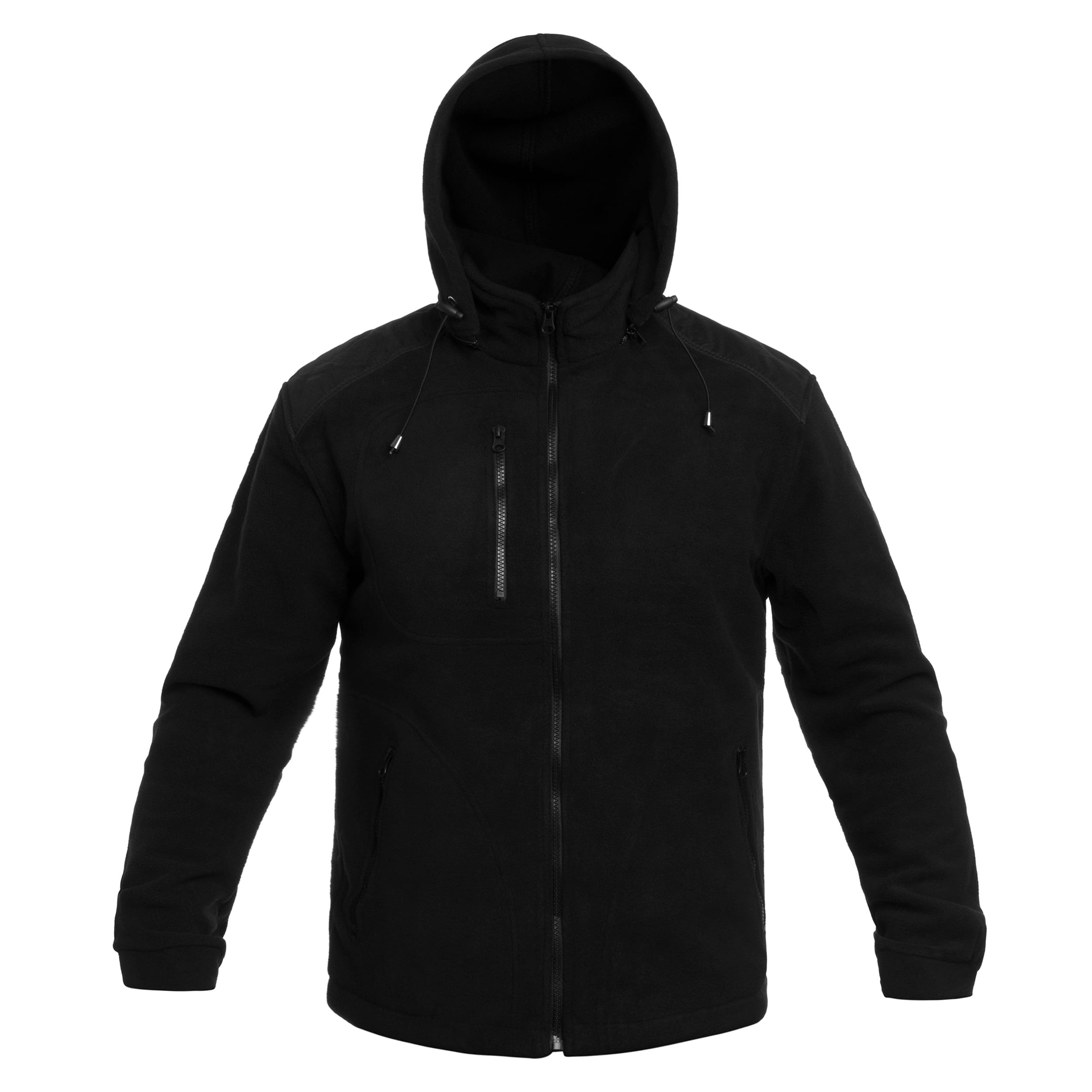 Militär Fleecejacke mit Kapuze - Black