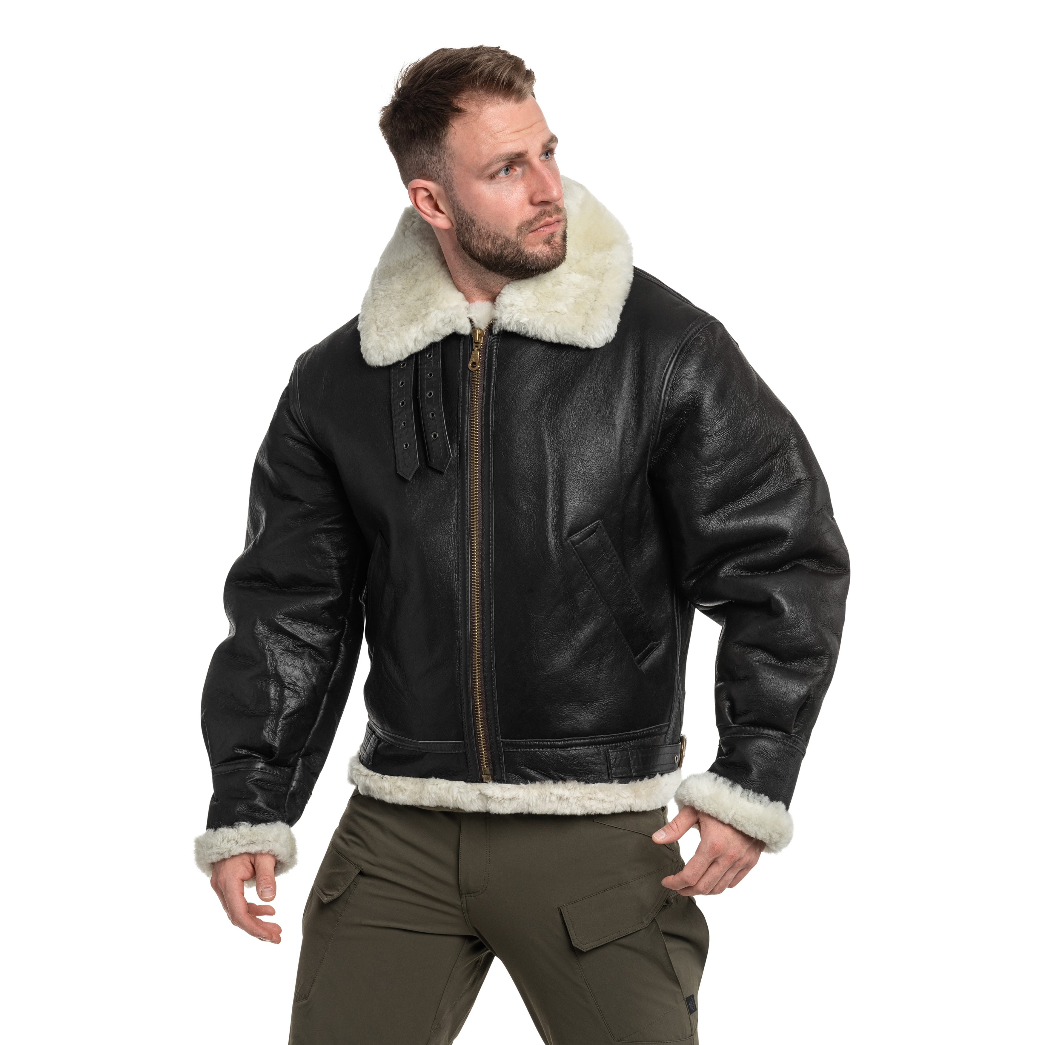 Mil-Tec - US B3 Sheepskin Leather Jacke - Brown