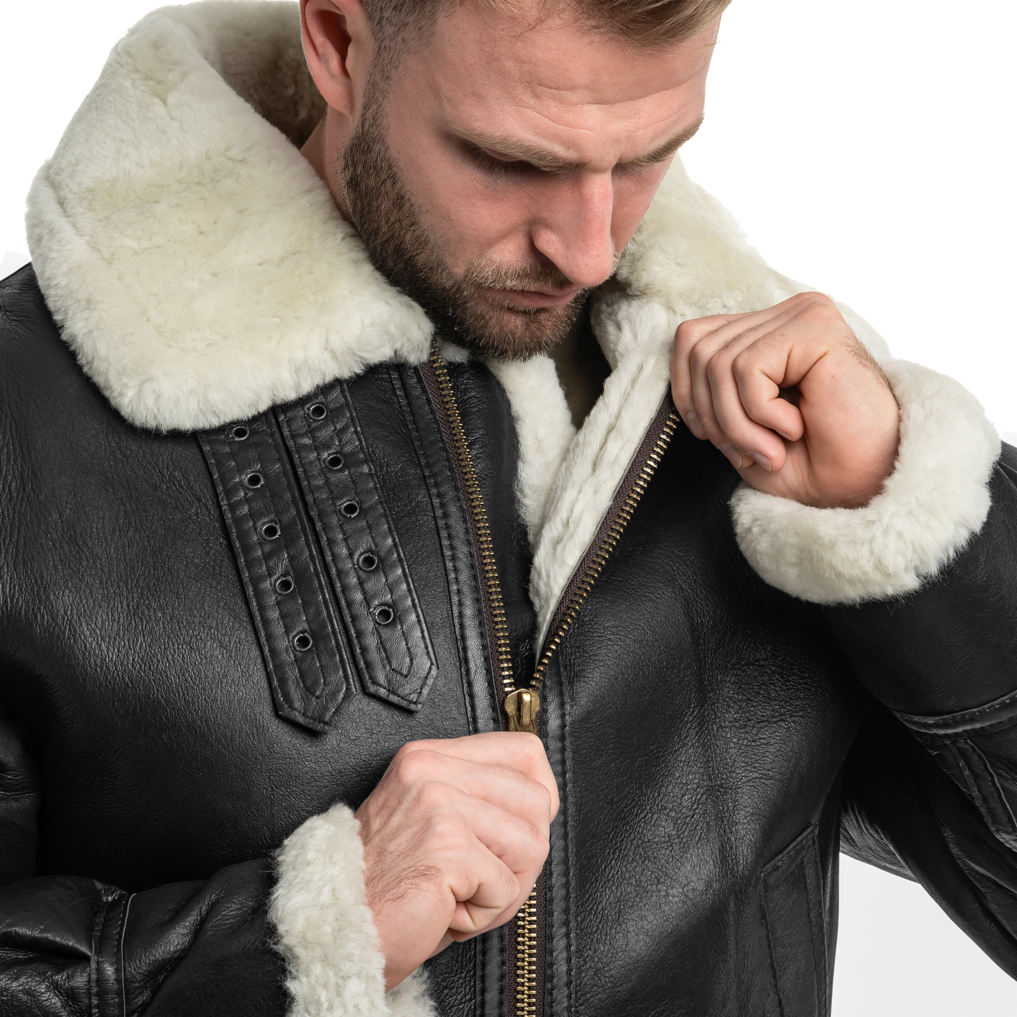 Mil-Tec - US B3 Sheepskin Leather Jacke - Brown