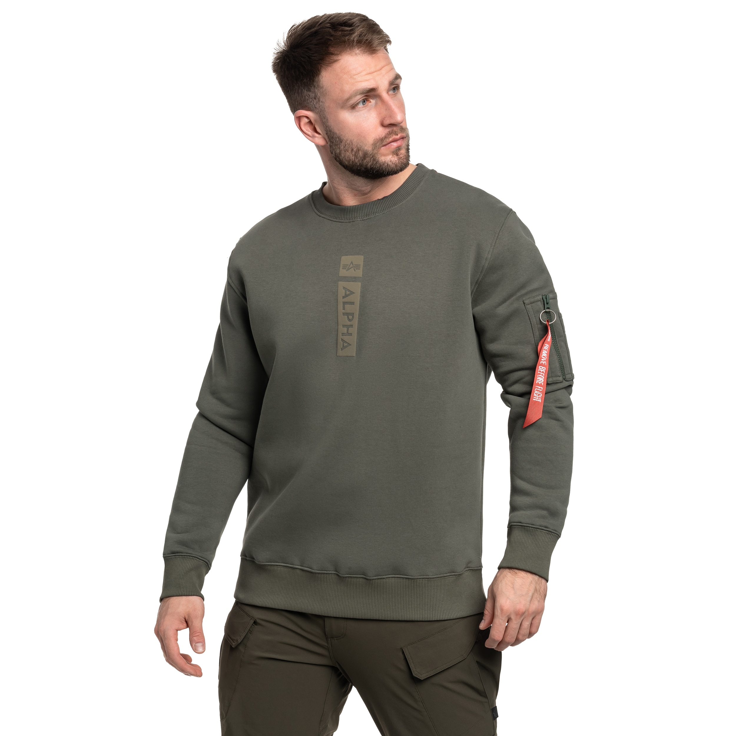 Alpha Industries - Reflective Print Sweatshirt - Dark Olive