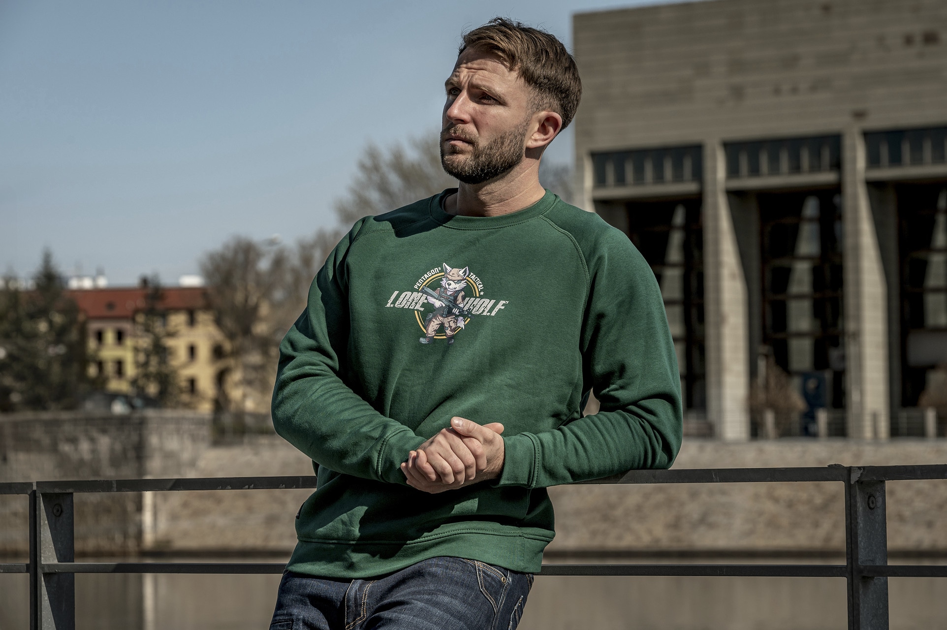 Pentagon - Hawk Lone Wolf Sweatshirt - Springbok Green
