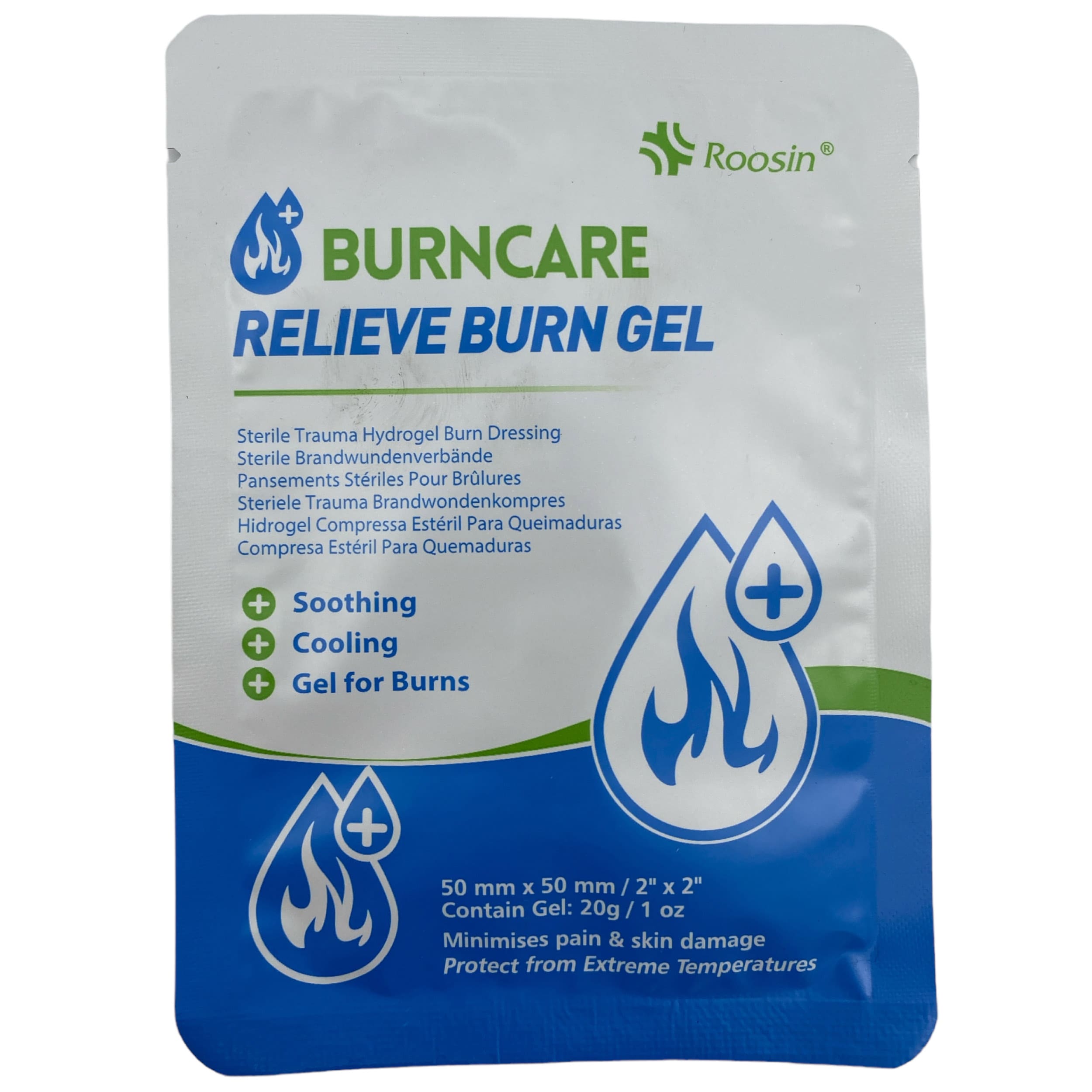 Roosin - Burncare Relieve Burn Gel Hydrogel-Verband 5 x 5 cm