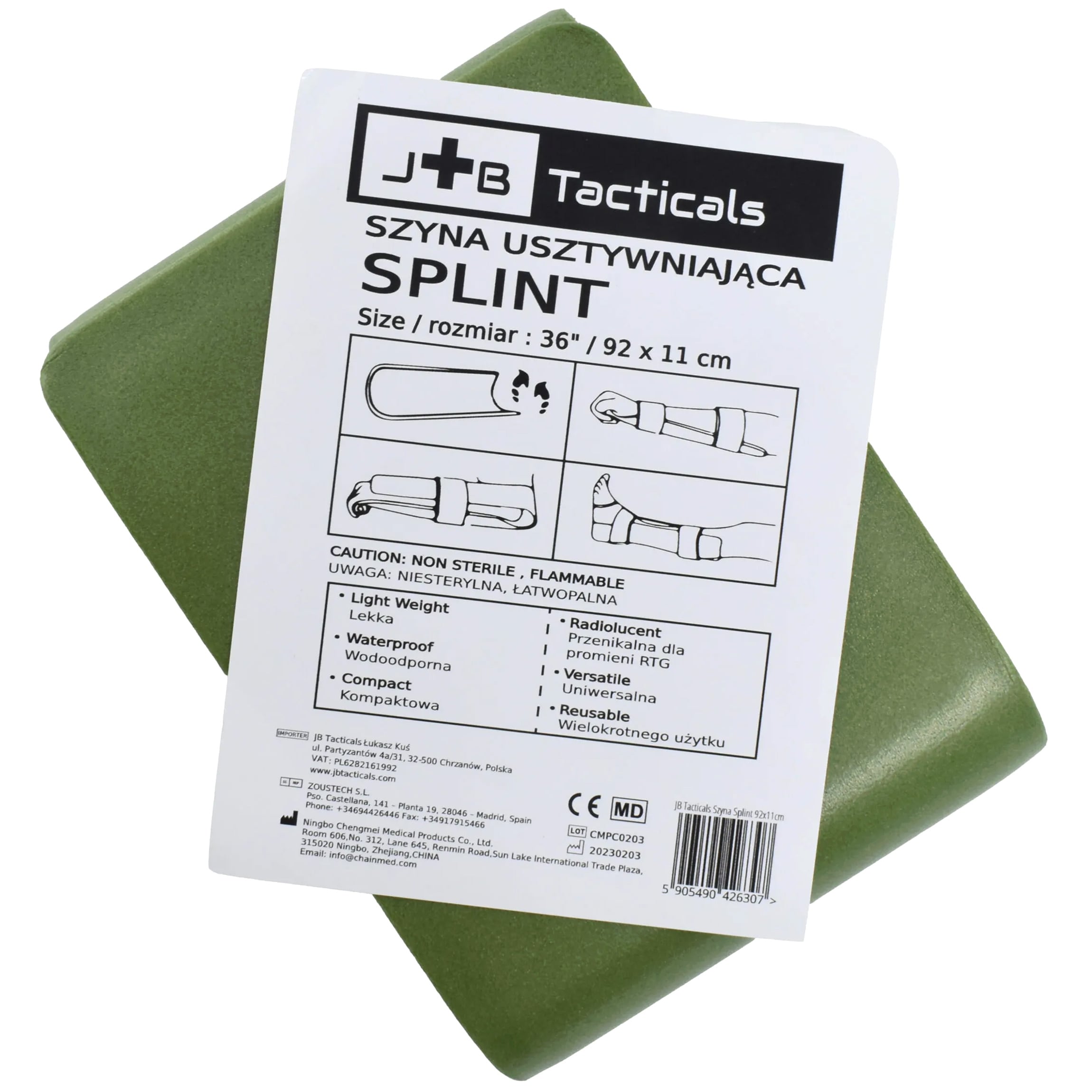 JB Tacticals - Splint Stabilisierungsschiene 92 x 11 cm