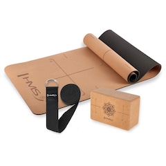 HMS - Yoga-Set - TPE-Matte YM11 Block KJ02 Riemen SJ01 - Cork