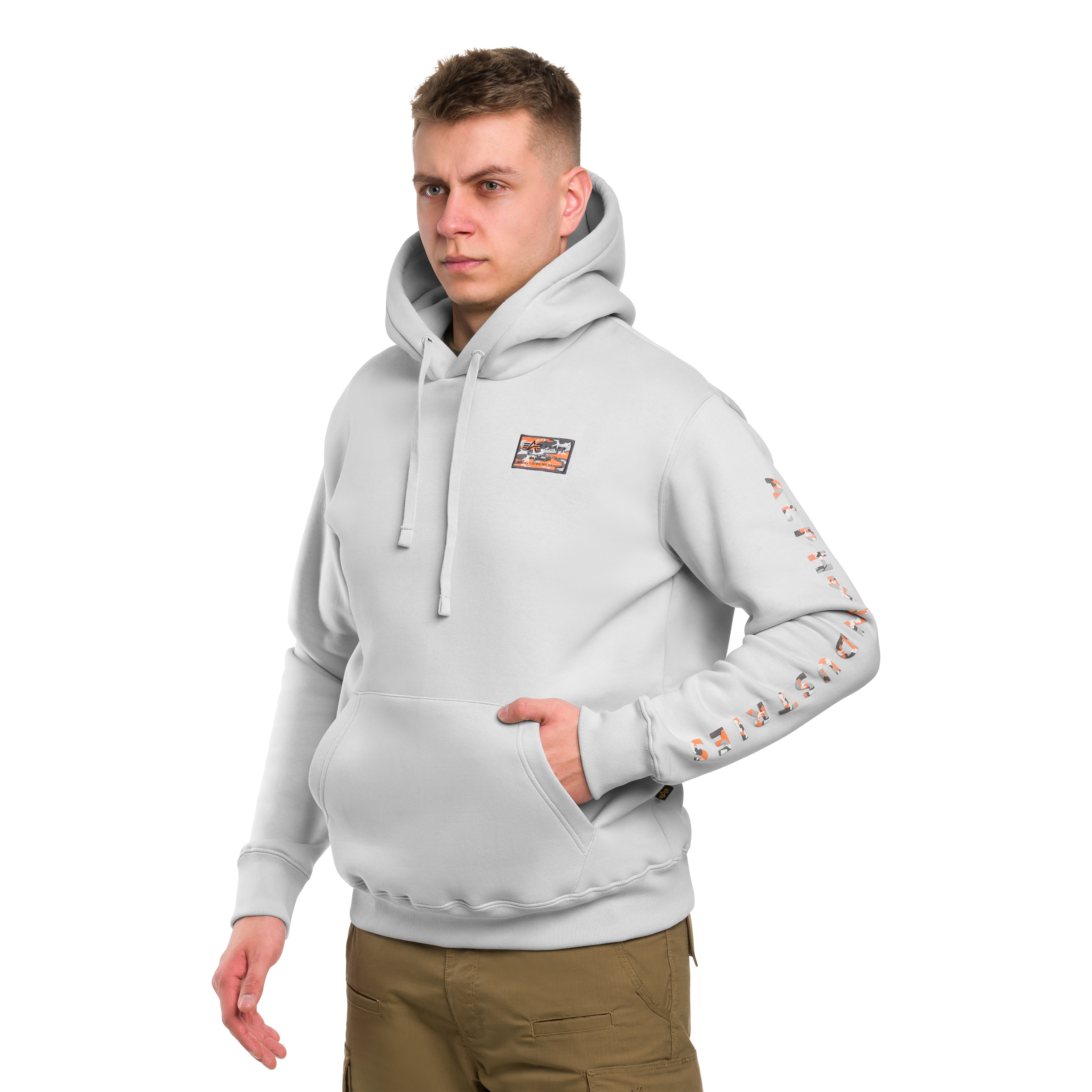 Alpha Industries - Camo Sleeve Hoodie - Sweatshirt - Pastel Grey