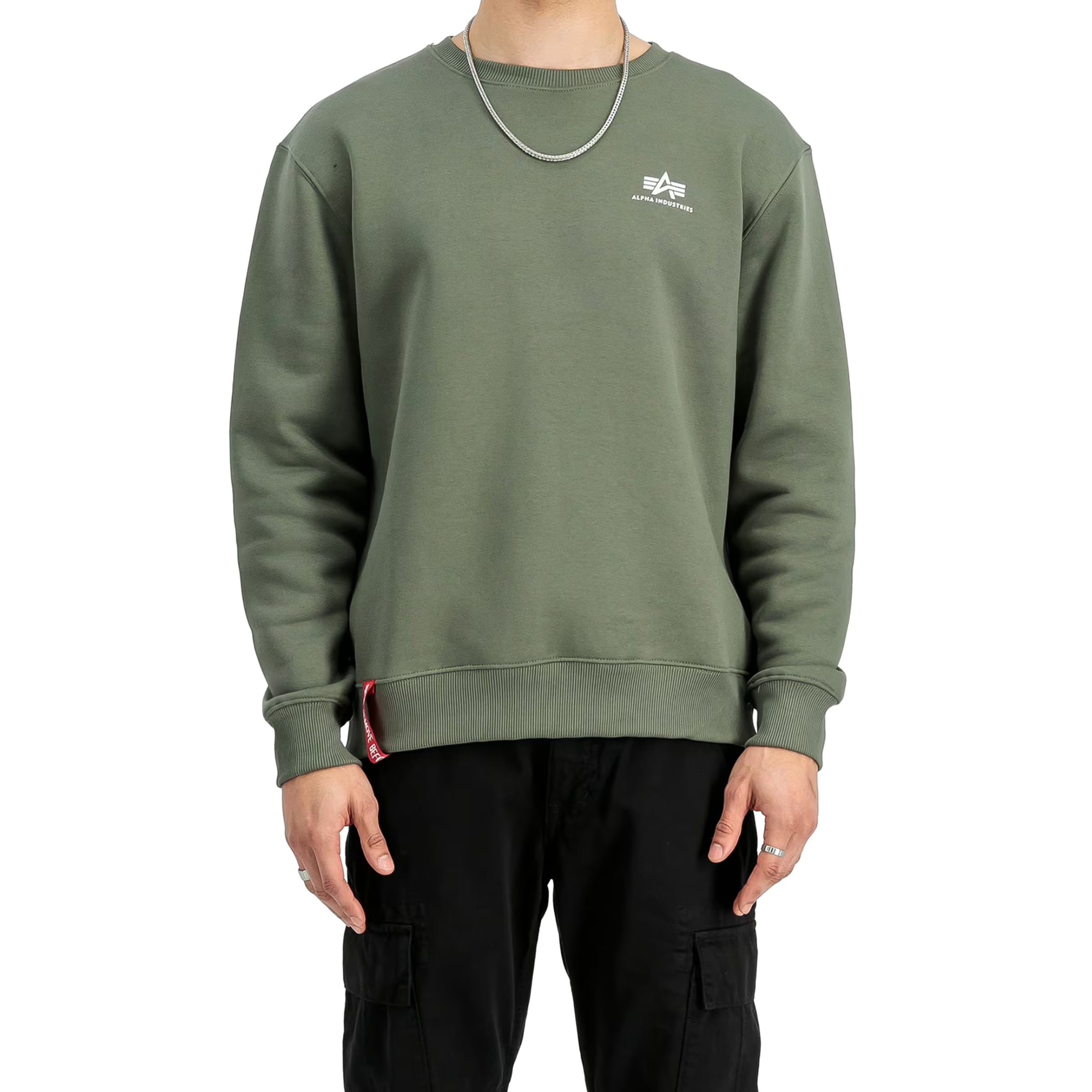 Alpha Industries - Basic Pullover kleines Logo Sweatshirt - Dark Olive