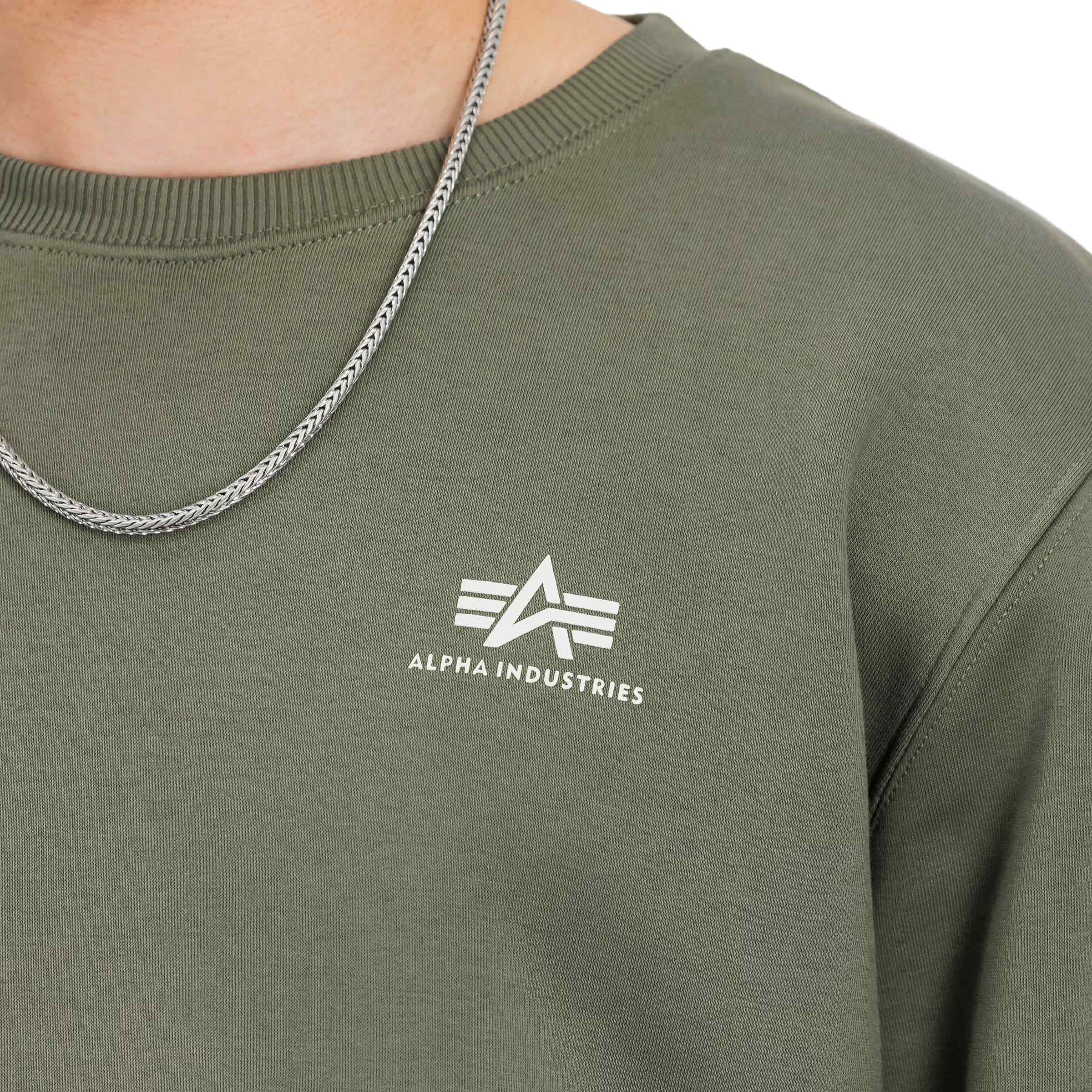 Alpha Industries - Basic Pullover kleines Logo Sweatshirt - Dark Olive