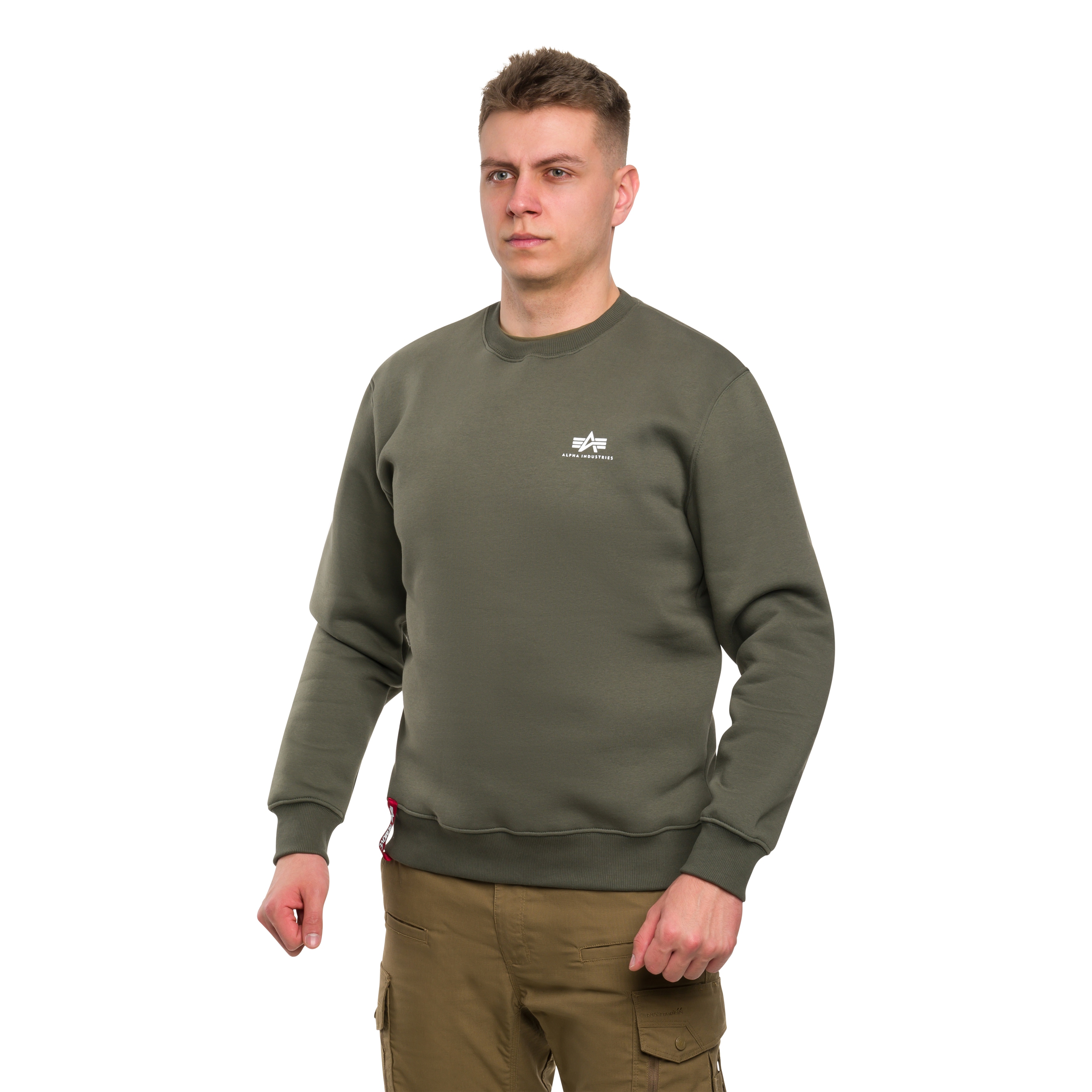 Alpha Industries - Basic Pullover kleines Logo Sweatshirt - Dark Olive