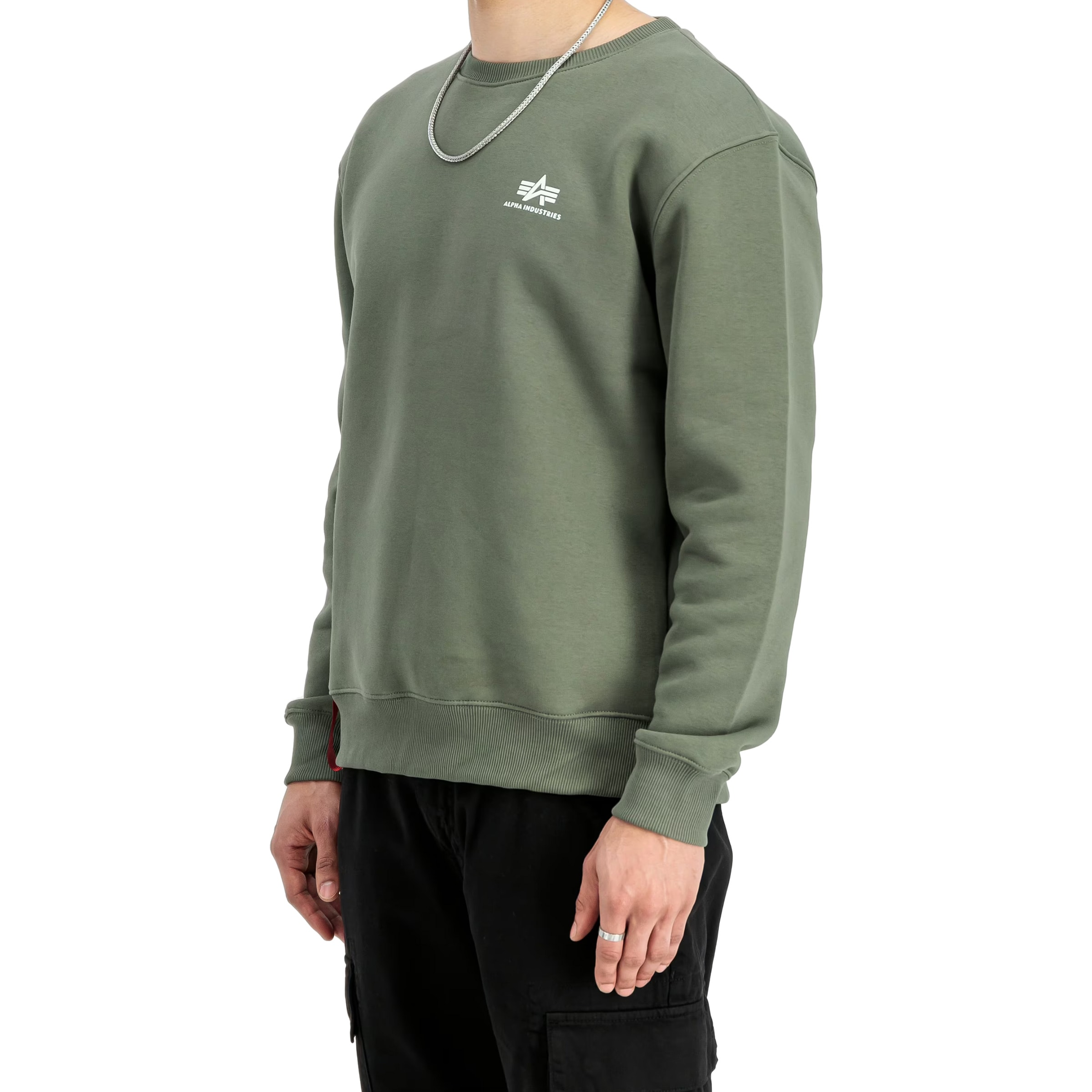 Alpha Industries - Basic Pullover kleines Logo Sweatshirt - Dark Olive