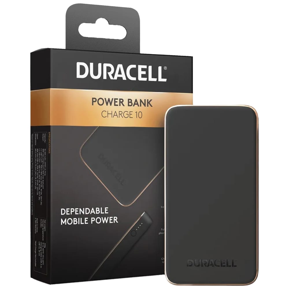 Duracell - Charge 10 PD Powerbank 18 W 10000 mAh - Black