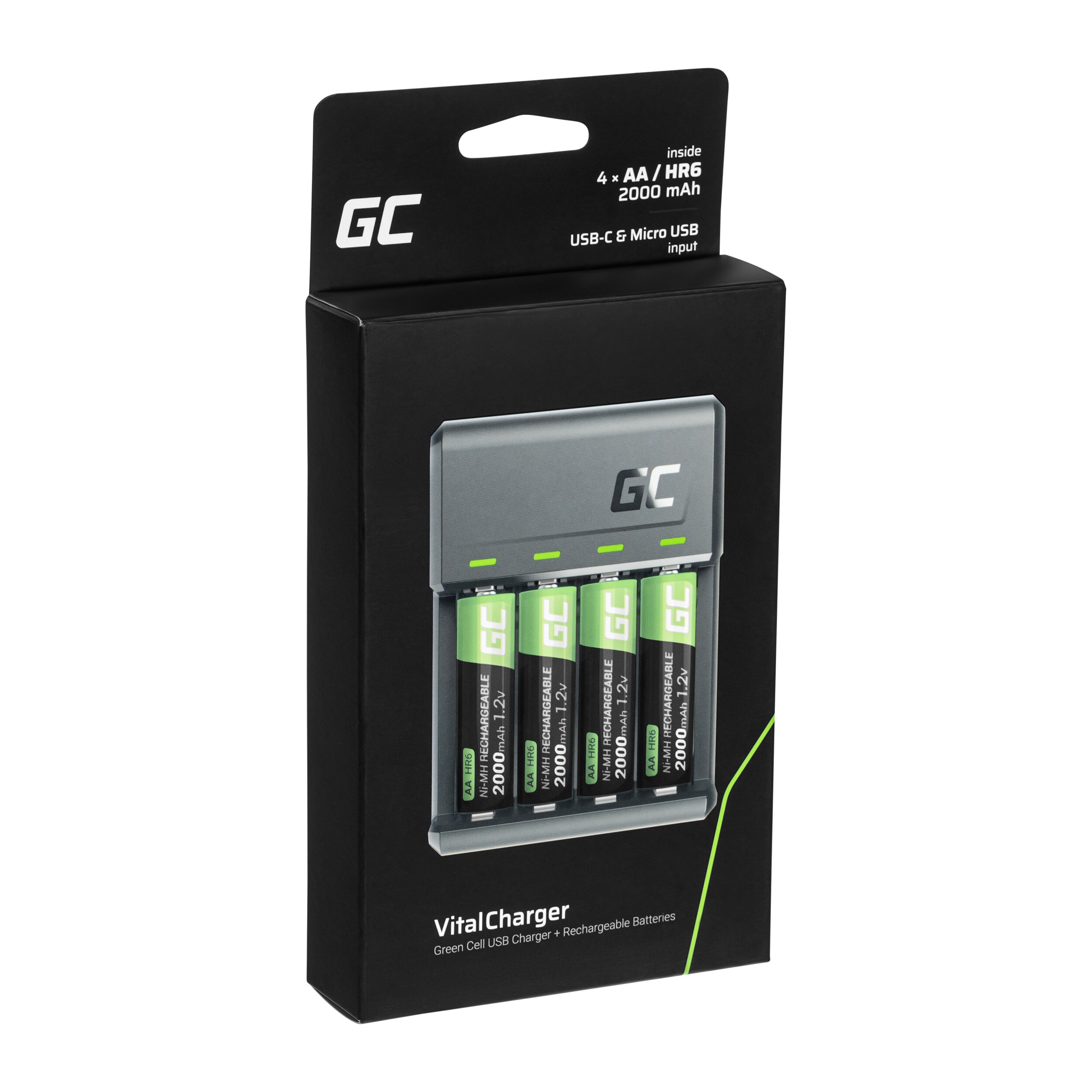 Green Cell - GC VitalCharger Ladegerät mit 4x AA-Batterien