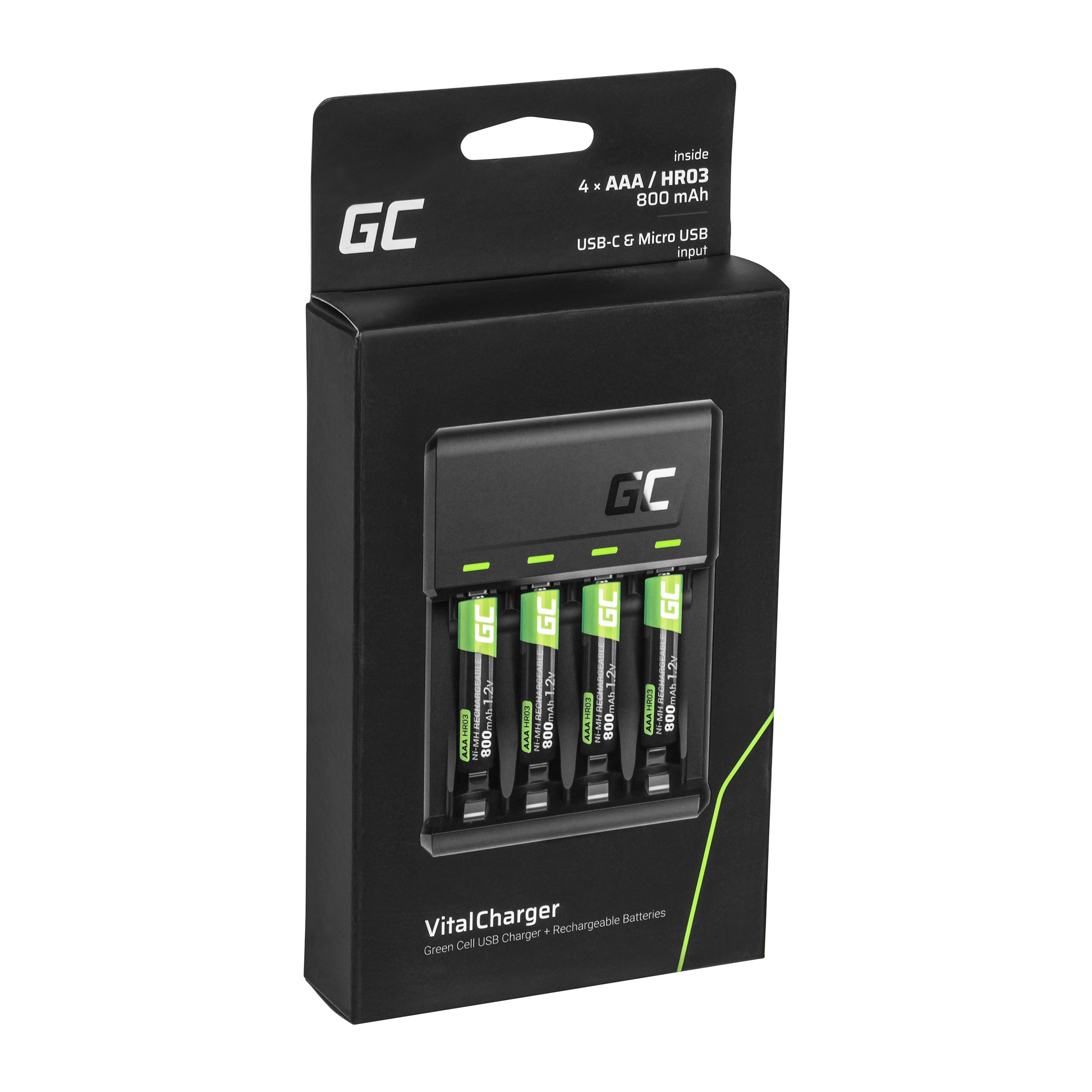 Green Cell - GC VitalCharger Ladegerät mit 4x AA-Batterien