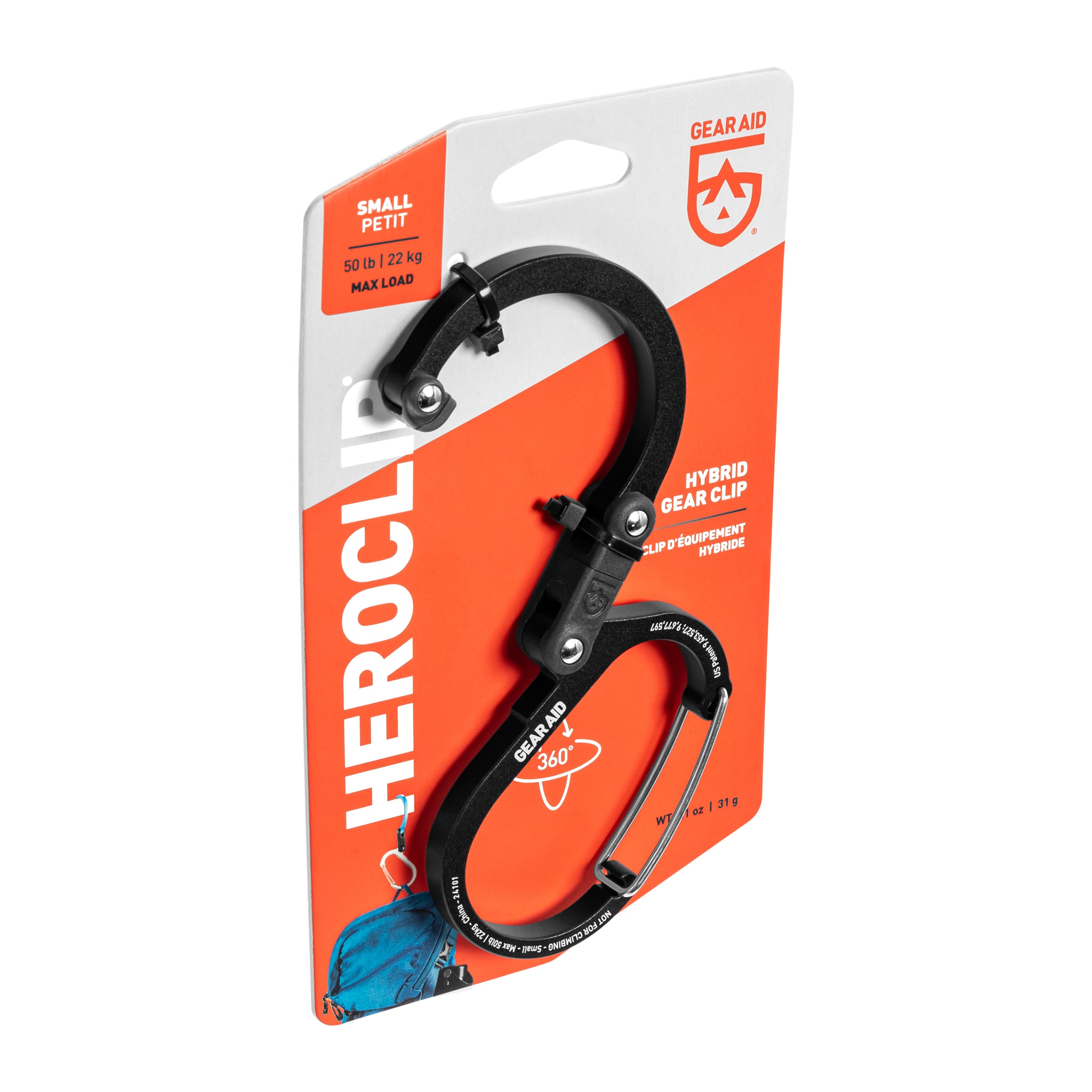 Gear Aid - Heroclip Small Karabiner - Stealth Black